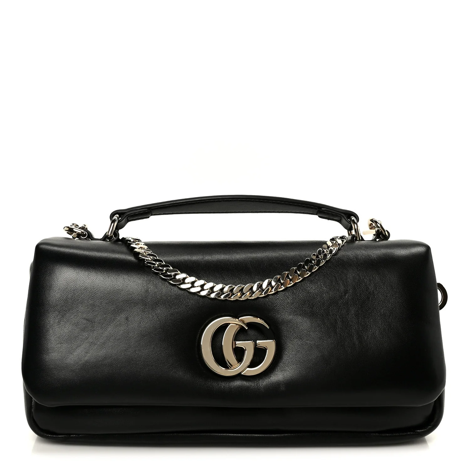 Lambskin Small GG Milano Top Handle Shoulder Bag Black