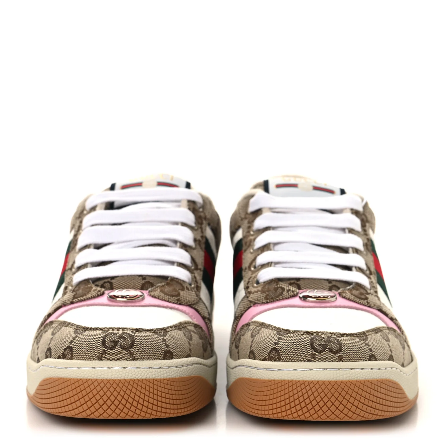 Lame GG Monogram Nubuck Web Screener Sneakers 40 Beige Ebony Pink - Image 3