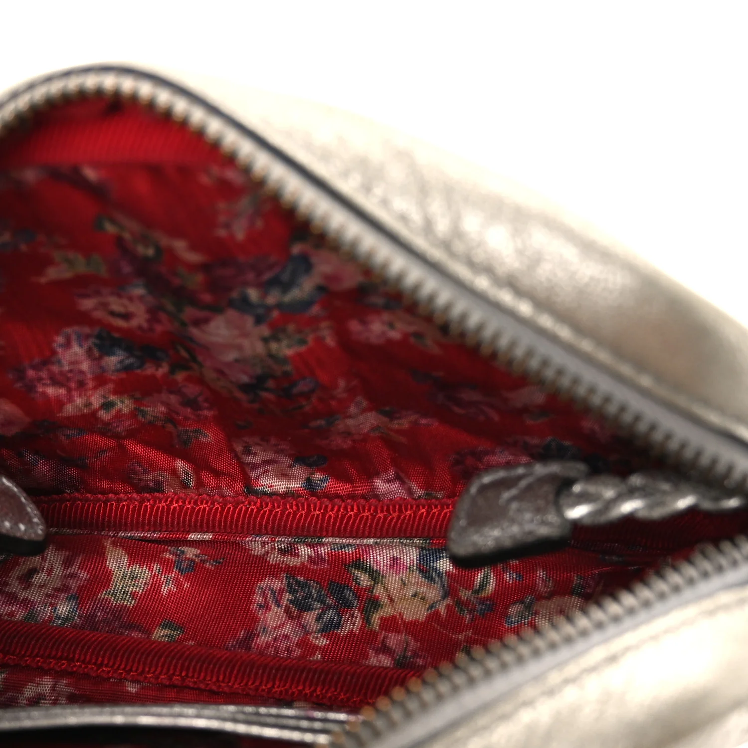 Laminated Nappa Web Trapuntata Mini GG Shoulder Bag Argento - Image 5