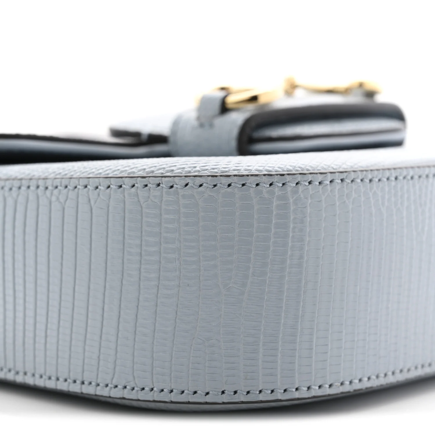 Lizard Web Mini Horsebit 1955 Shoulder Bag Light Blue - Image 9