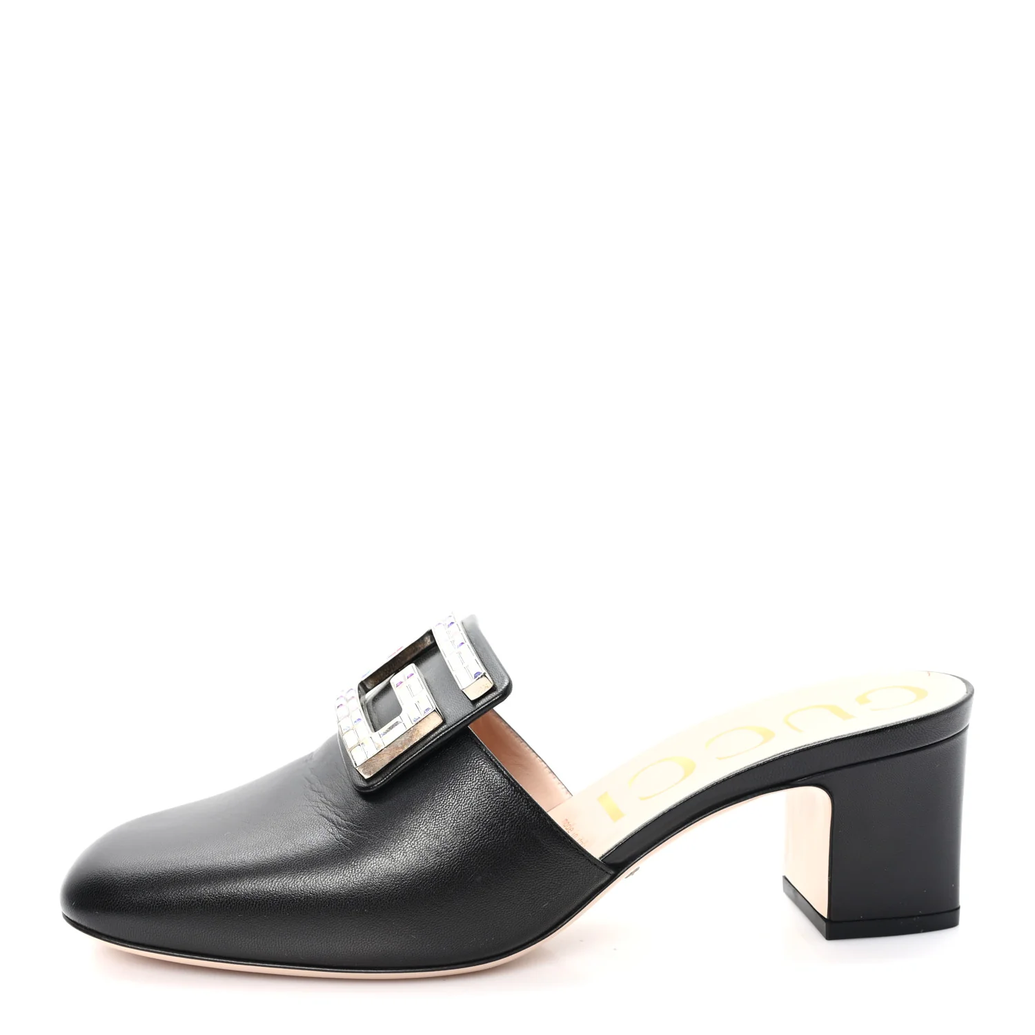 Malaga Kid Crystal Square G Madelyn 60mm Mules 39.5 Black