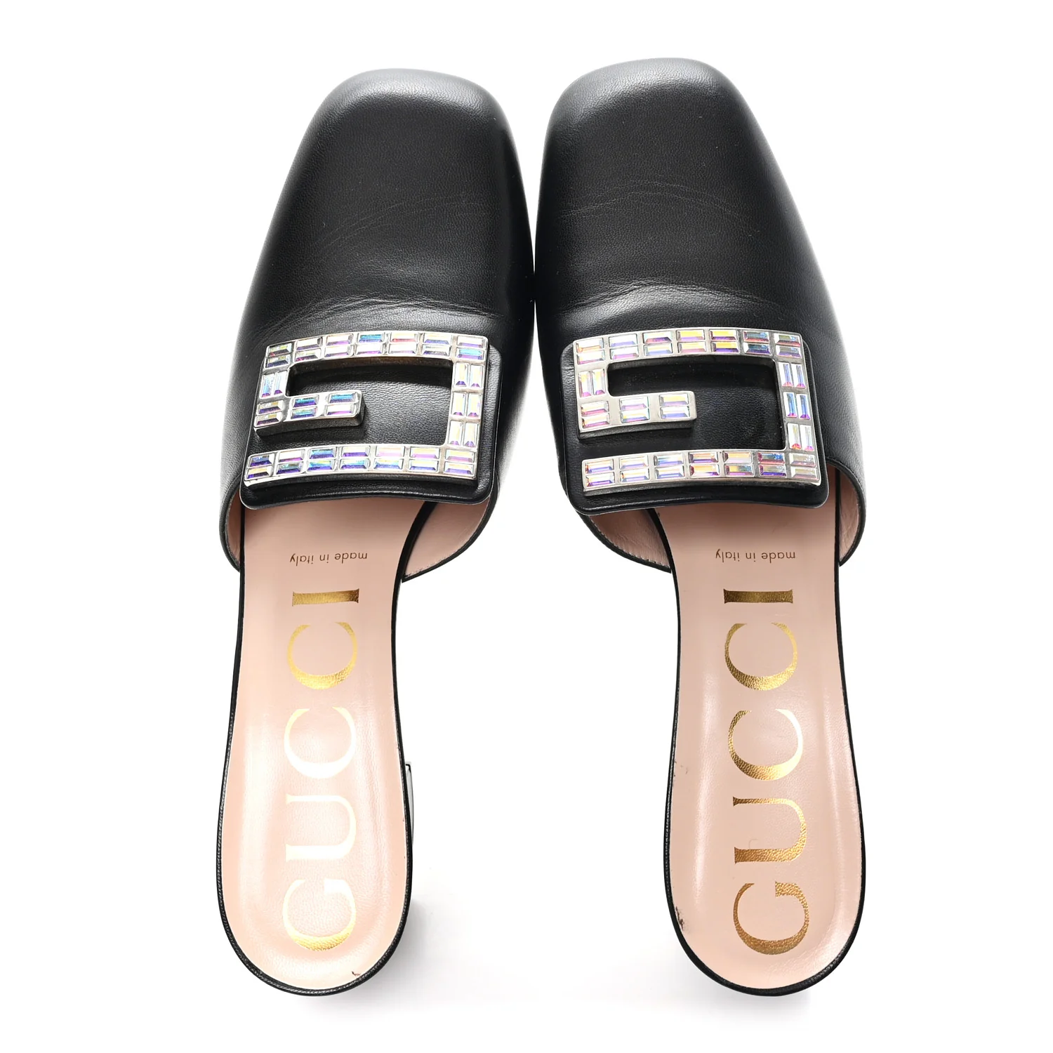 Malaga Kid Crystal Square G Madelyn 60mm Mules 39.5 Black - Image 2