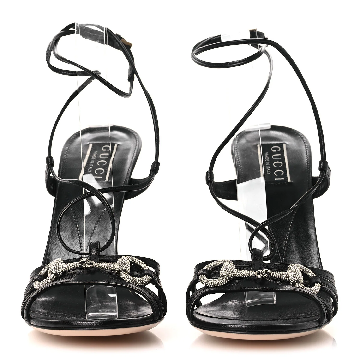 Malaga Kid Crystal Strappy Horsebit Sandals 39.5 Black - Image 3