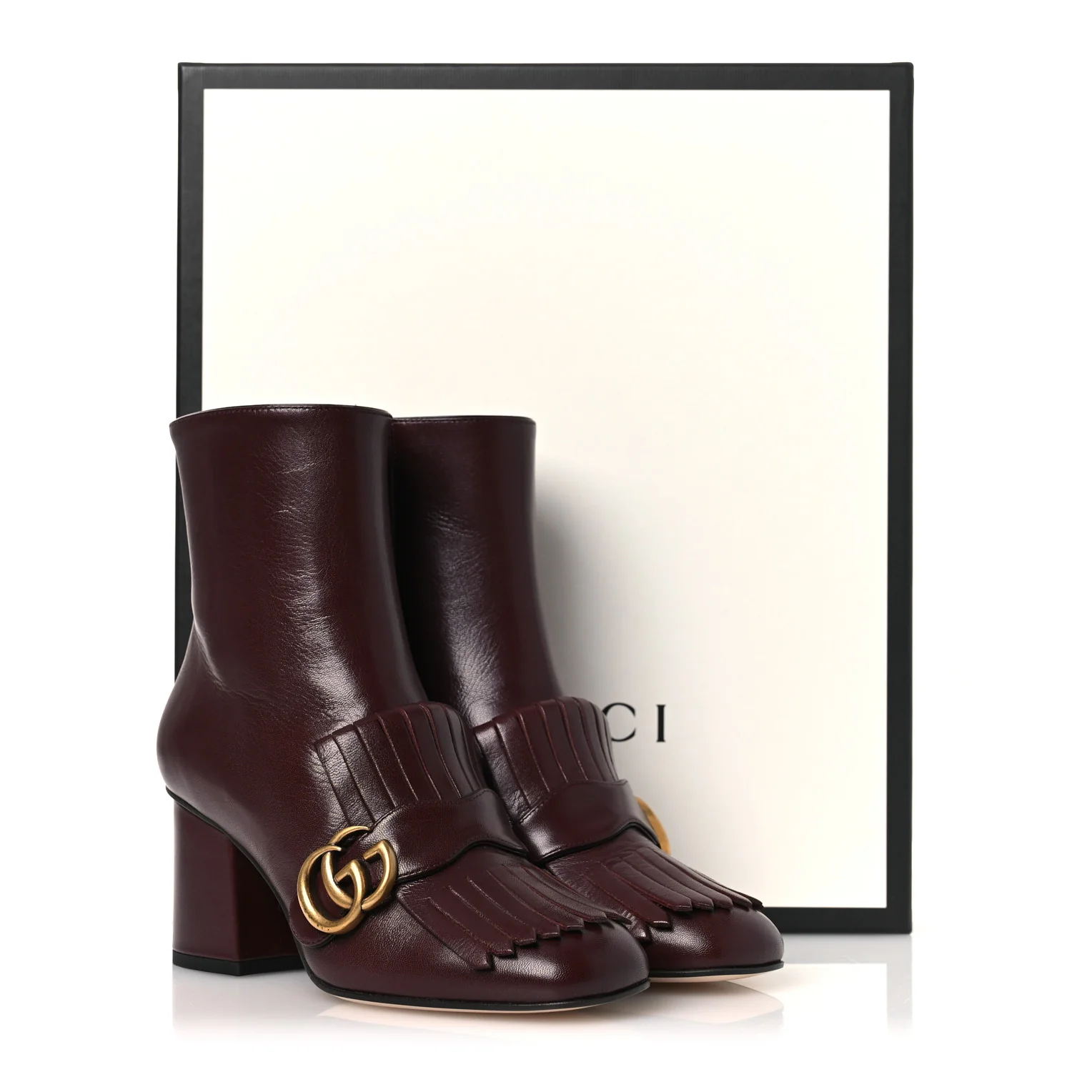Malaga Kid GG Marmont Fringe 75mm Ankle Boots 36 Vintage Bordeaux - Image 12