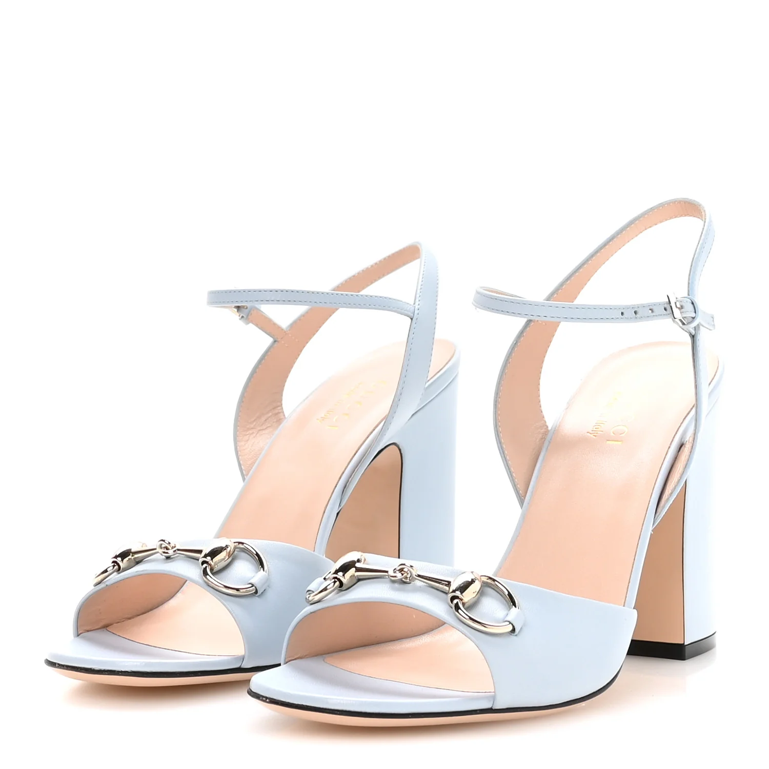 Malaga Kid Horsebit Cross Strap 95mm Sandals 39 Eden Light Blue - Image 4