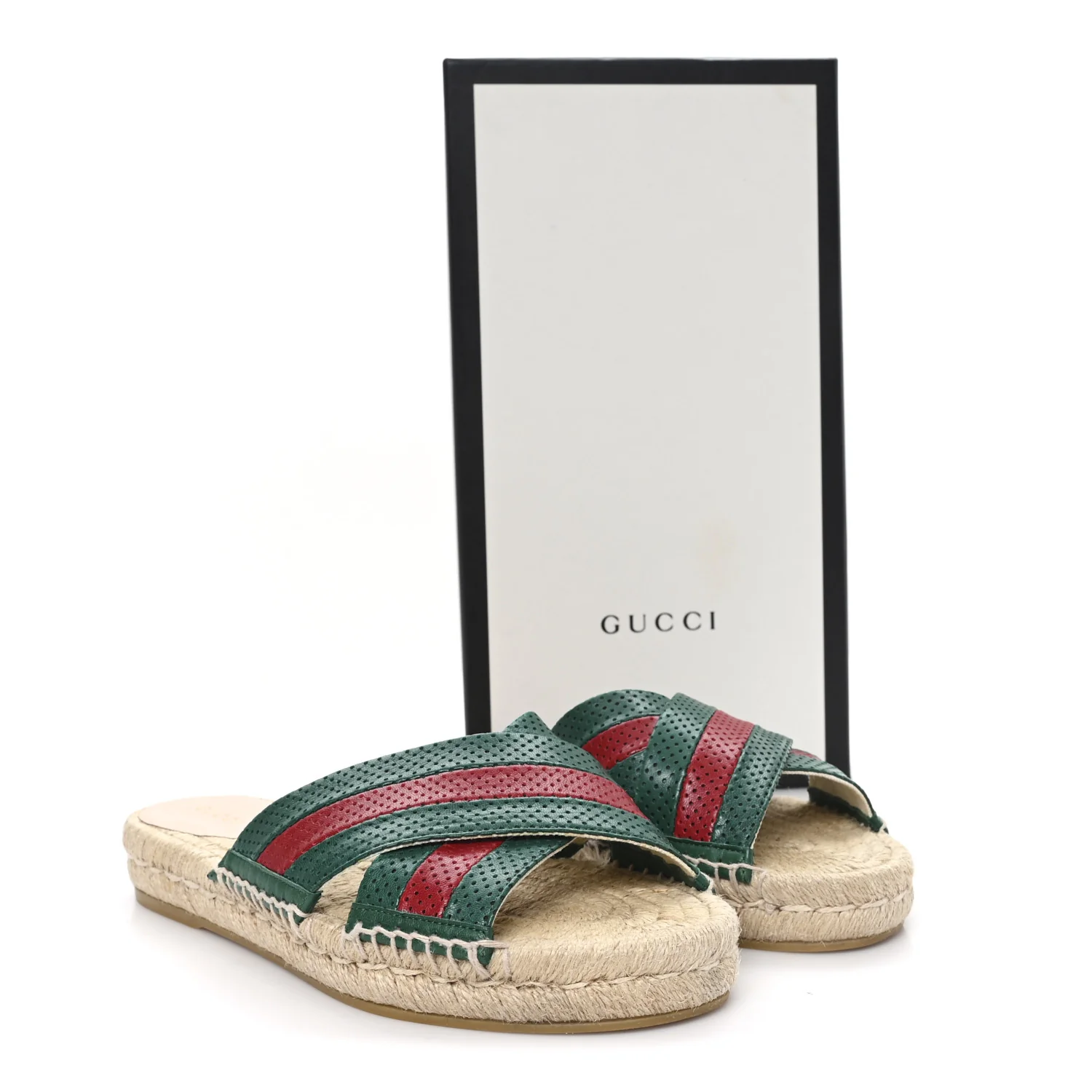 Malaga Kid Perforated Criss Cross Espadrille Slide Sandals 38.5 Emerald Hibiscus Red - Image 10