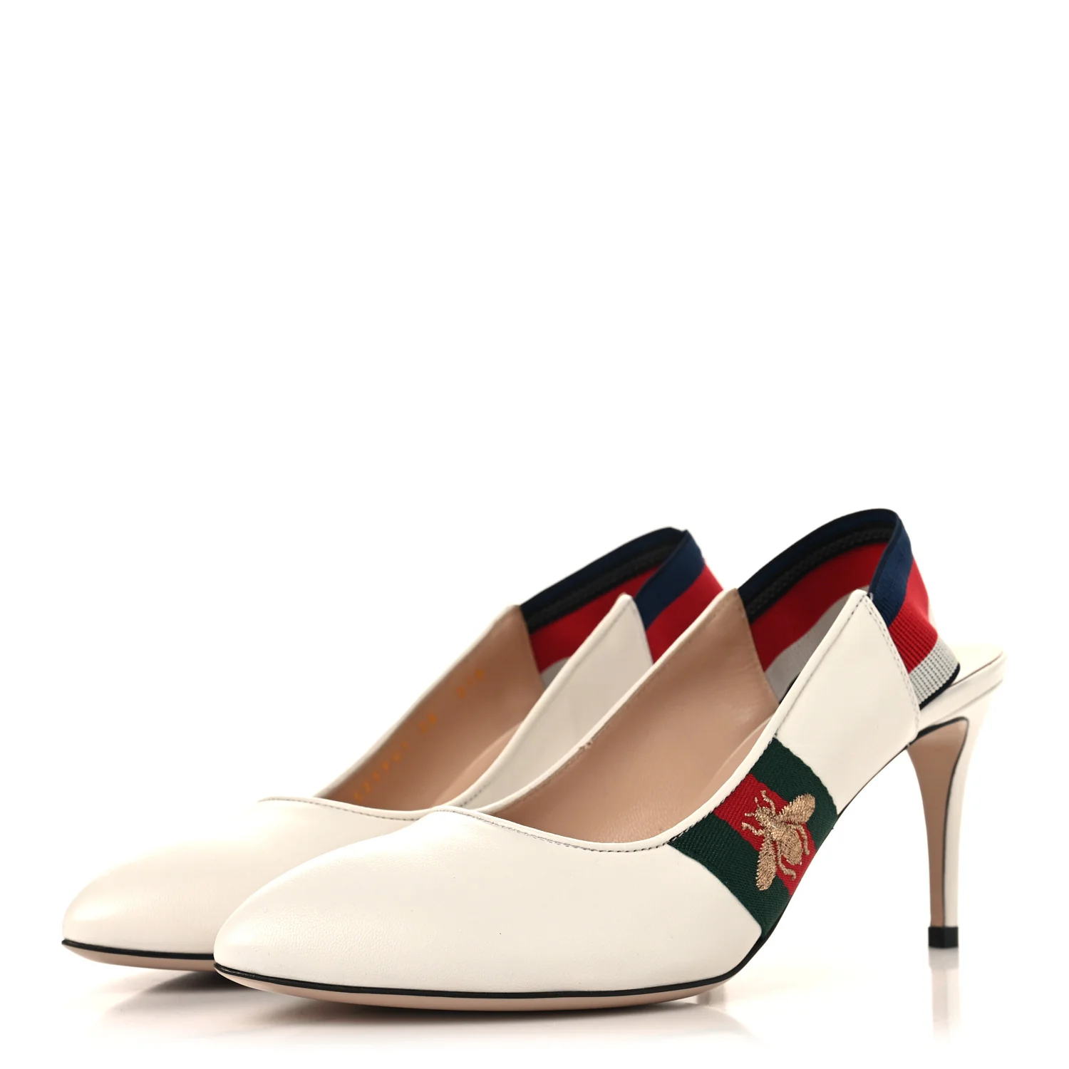 Malaga Kid Web Sylvie Mid Heel Slingback Pumps 38 White - Image 4