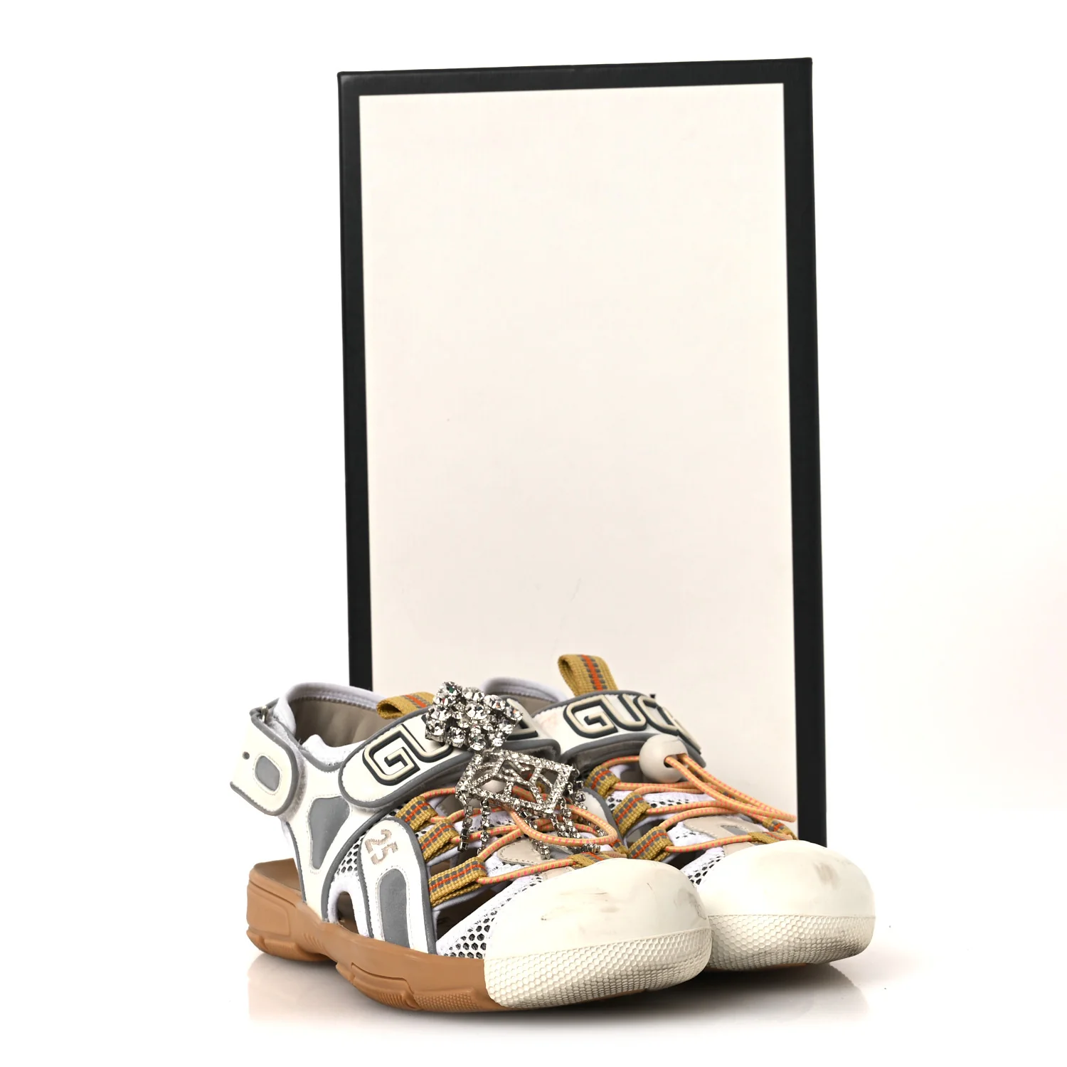 Mesh Fabric Tinsel Sport Sandals 36 White Silver - Image 13