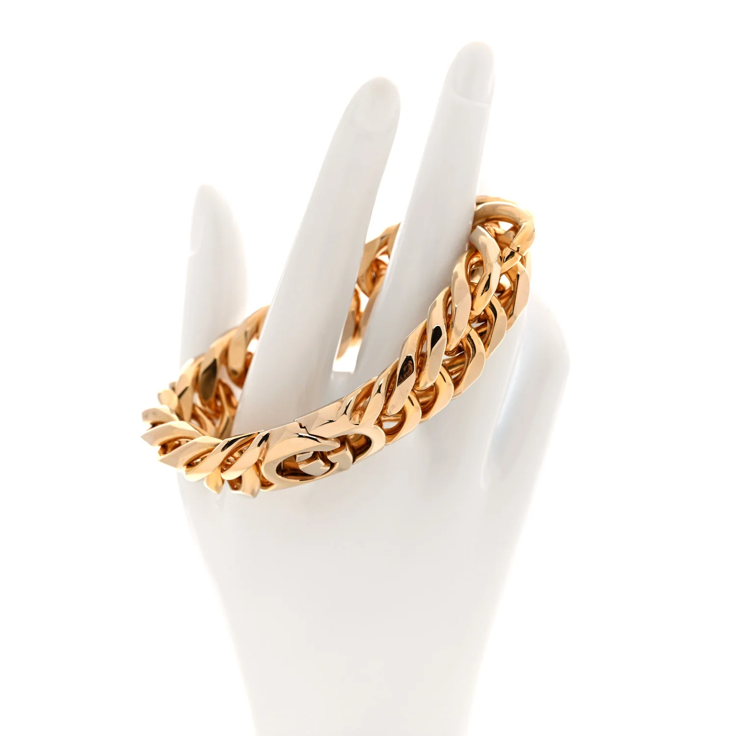 Metal 19MM Interlocking G Chain Bracelet M Gold - Image 2