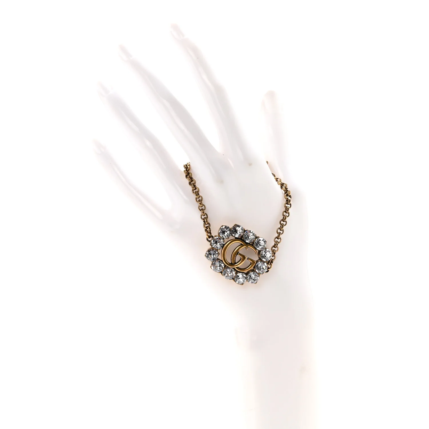 Metal Crystal Double G Bracelet Aged Gold - Image 4