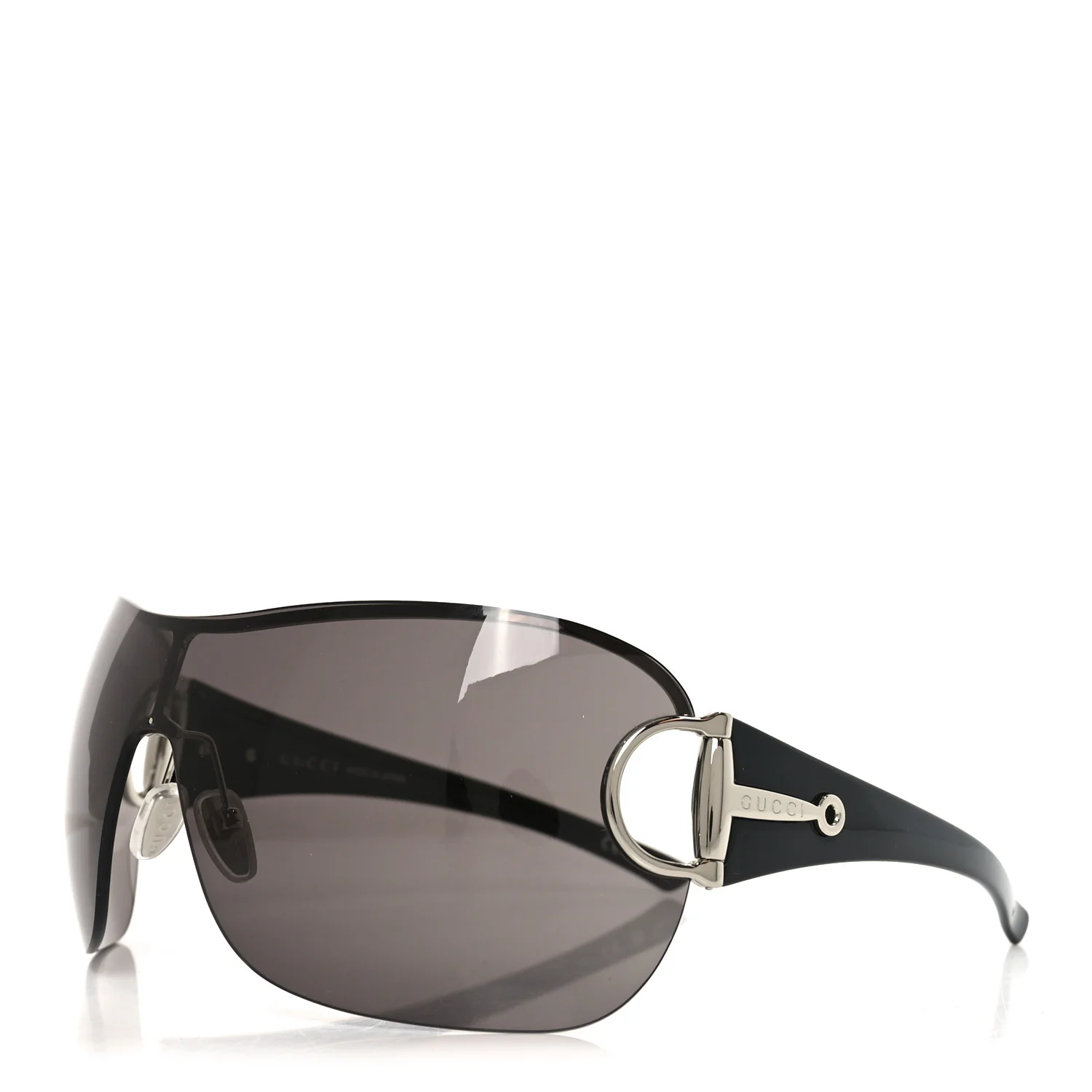 Metal Horsebit Frameless Mask Sunglasses GG2174S Black Silver