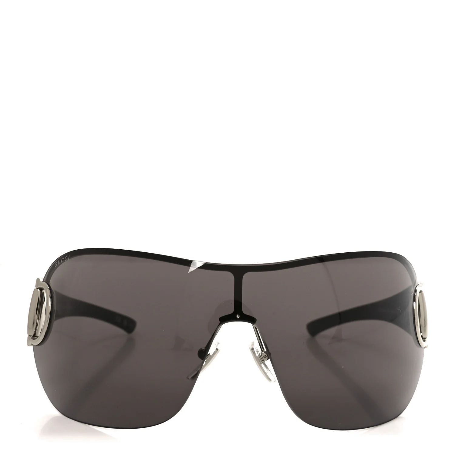 Metal Horsebit Frameless Mask Sunglasses GG2174S Black Silver - Image 2