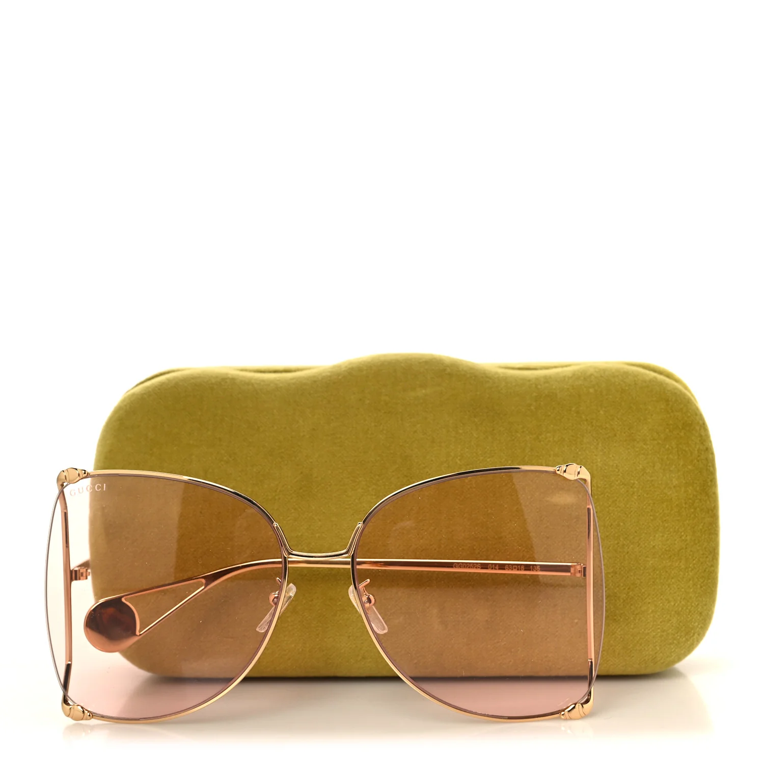 Metal Oversized Round Sunglasses GG0252S Gold Pink - Image 7
