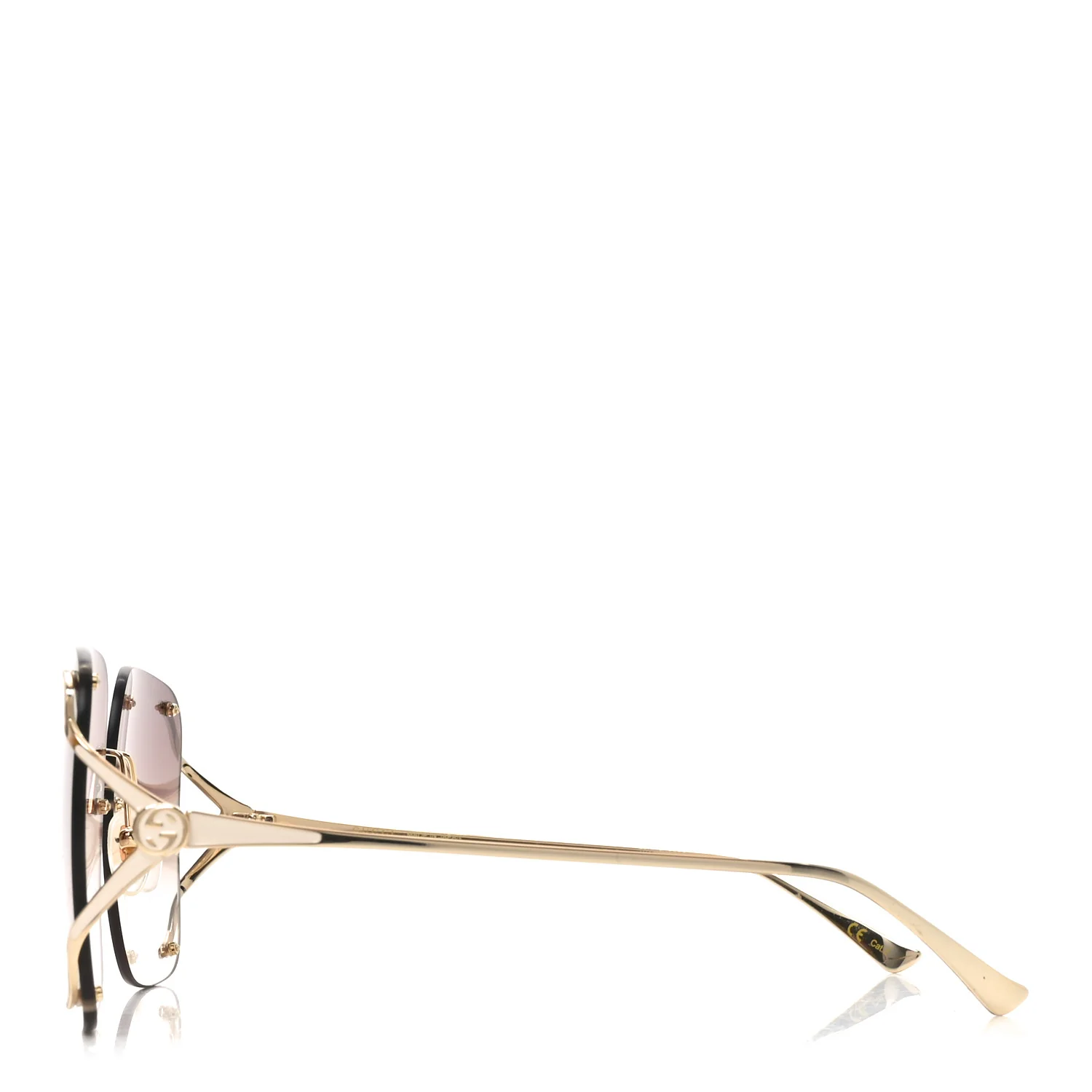 Metal Oversized Sunglasses GG0646S Gold Brown - Image 3