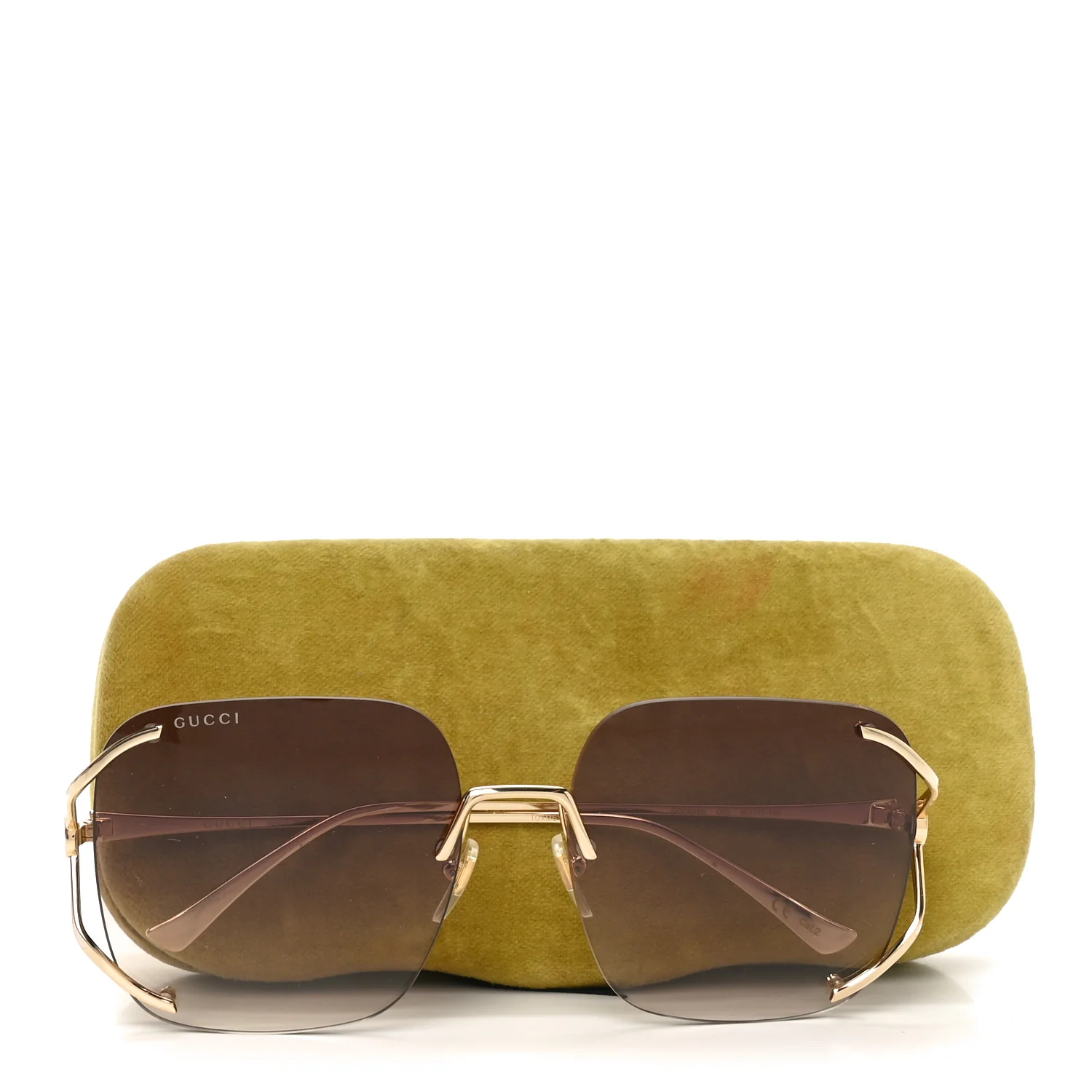 Metal Oversized Sunglasses GG0646S Gold Brown - Image 7