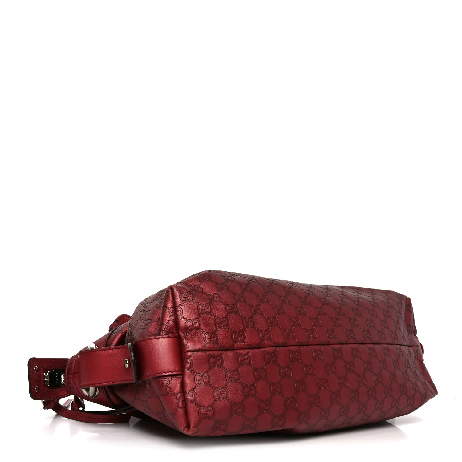 Metallic Guccissima Medium Bamboo Bar Tote Red - Image 4