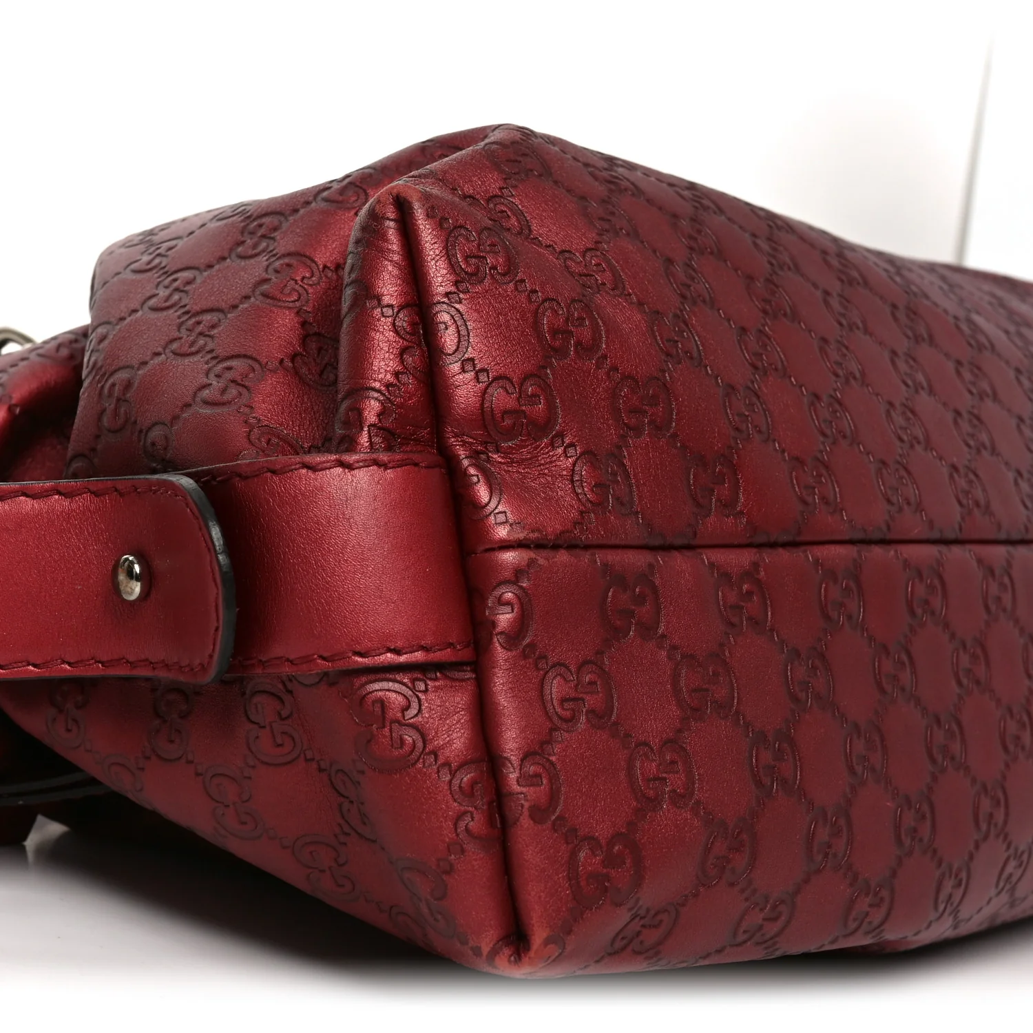 Metallic Guccissima Medium Bamboo Bar Tote Red - Image 9