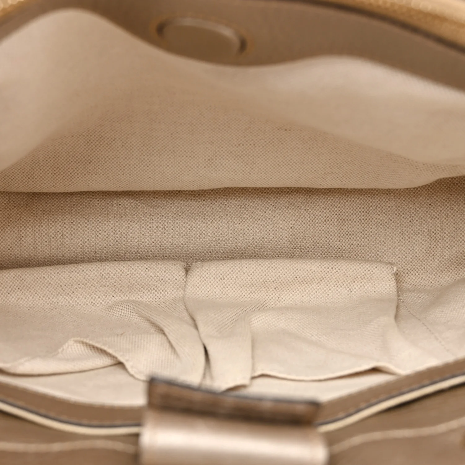Metallic Pebbled Calfskin Medium Bamboo Shopper Tote Golden Beige - Image 5