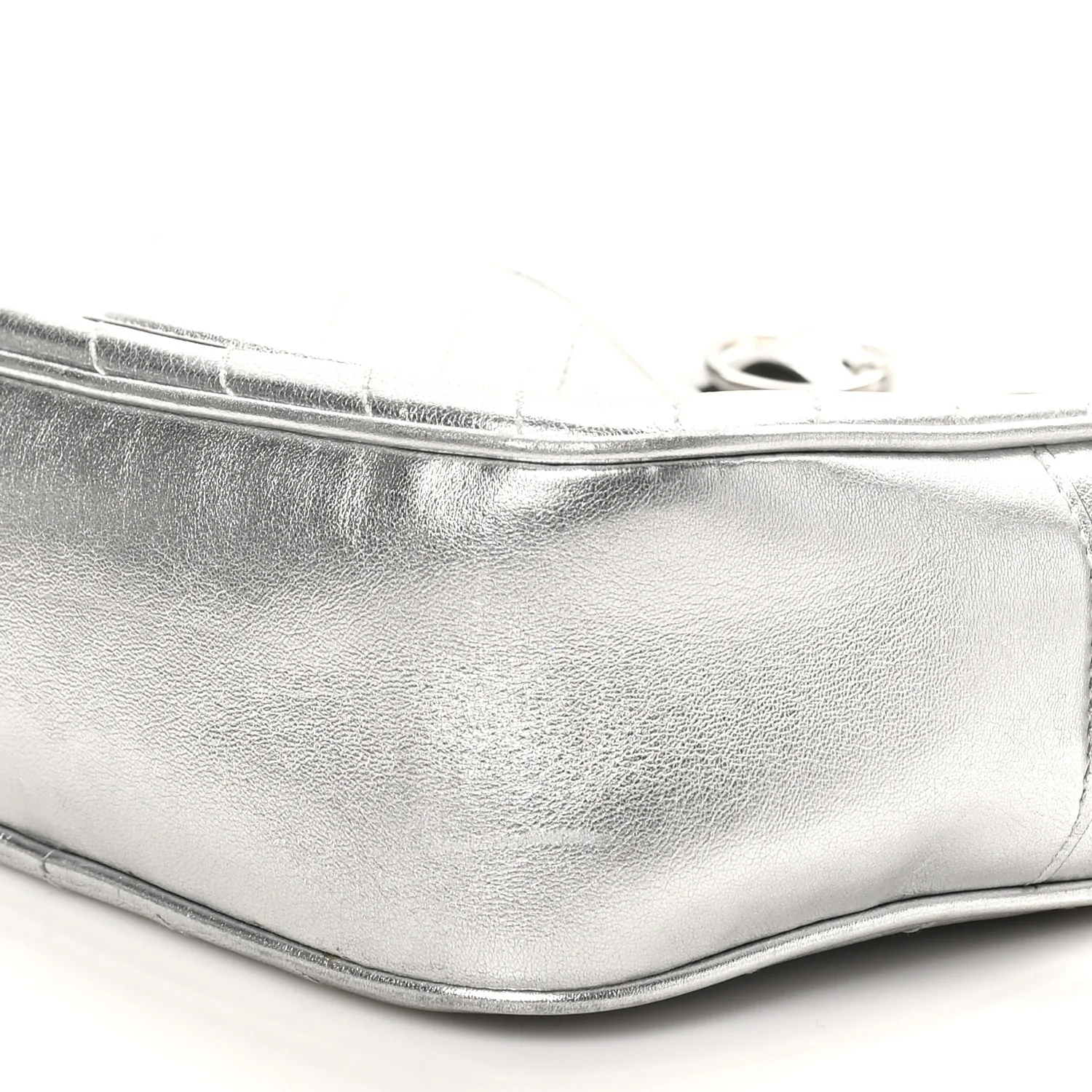 Metallic Sakai Be Green Calfskin Diagonal Stitched Small Blondie Shoulder Bag Silver - Image 10