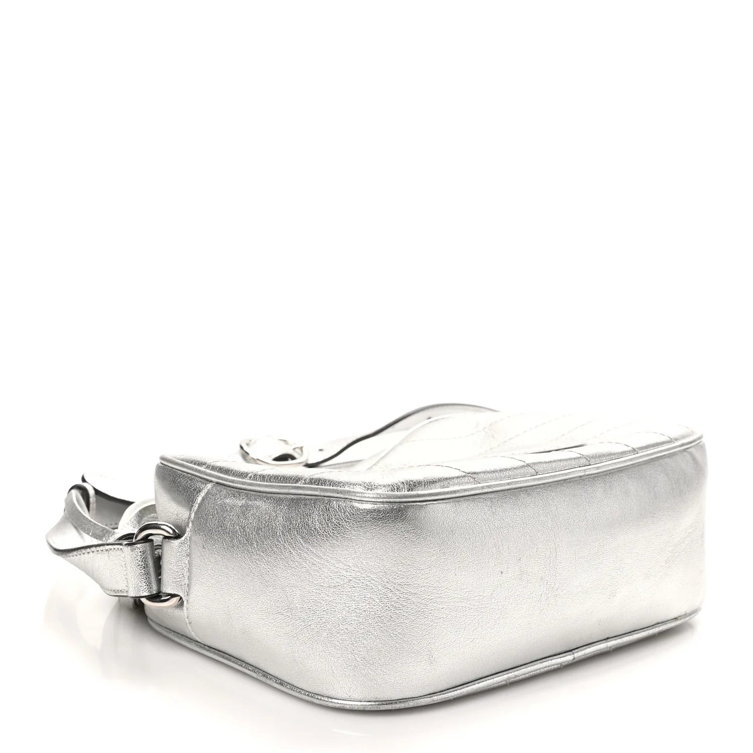 Metallic Sakai Be Green Calfskin Diagonal Stitched Small Blondie Shoulder Bag Silver - Image 4