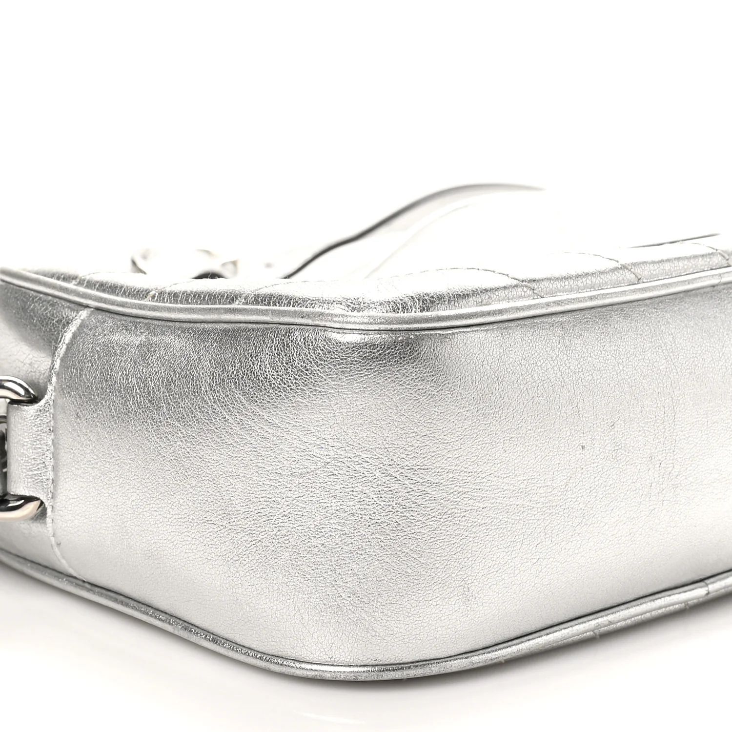 Metallic Sakai Be Green Calfskin Diagonal Stitched Small Blondie Shoulder Bag Silver - Image 9