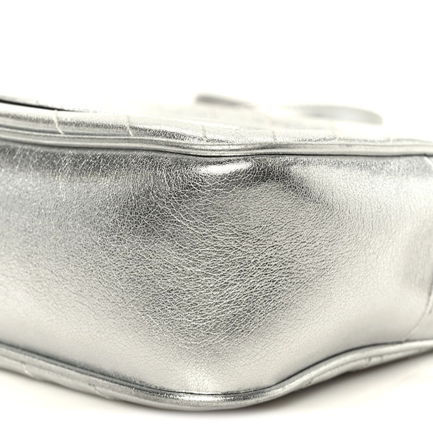 Metallic Sakai Be Green Calfskin Diagonal Stitched Small Blondie Shoulder Bag Silver - Image 10