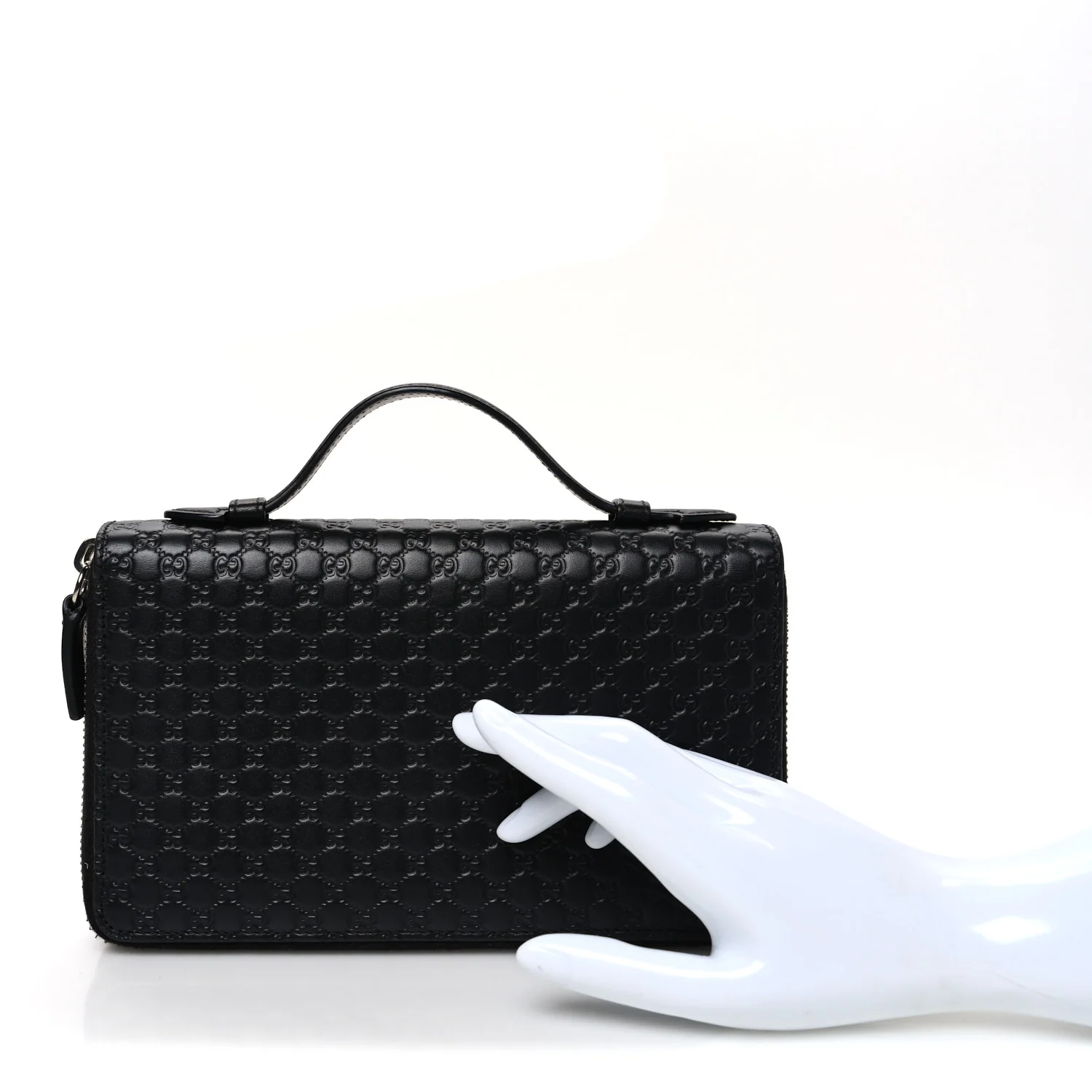 Microguccissima Zip Around Top Handle Travel Wallet Black - Image 2