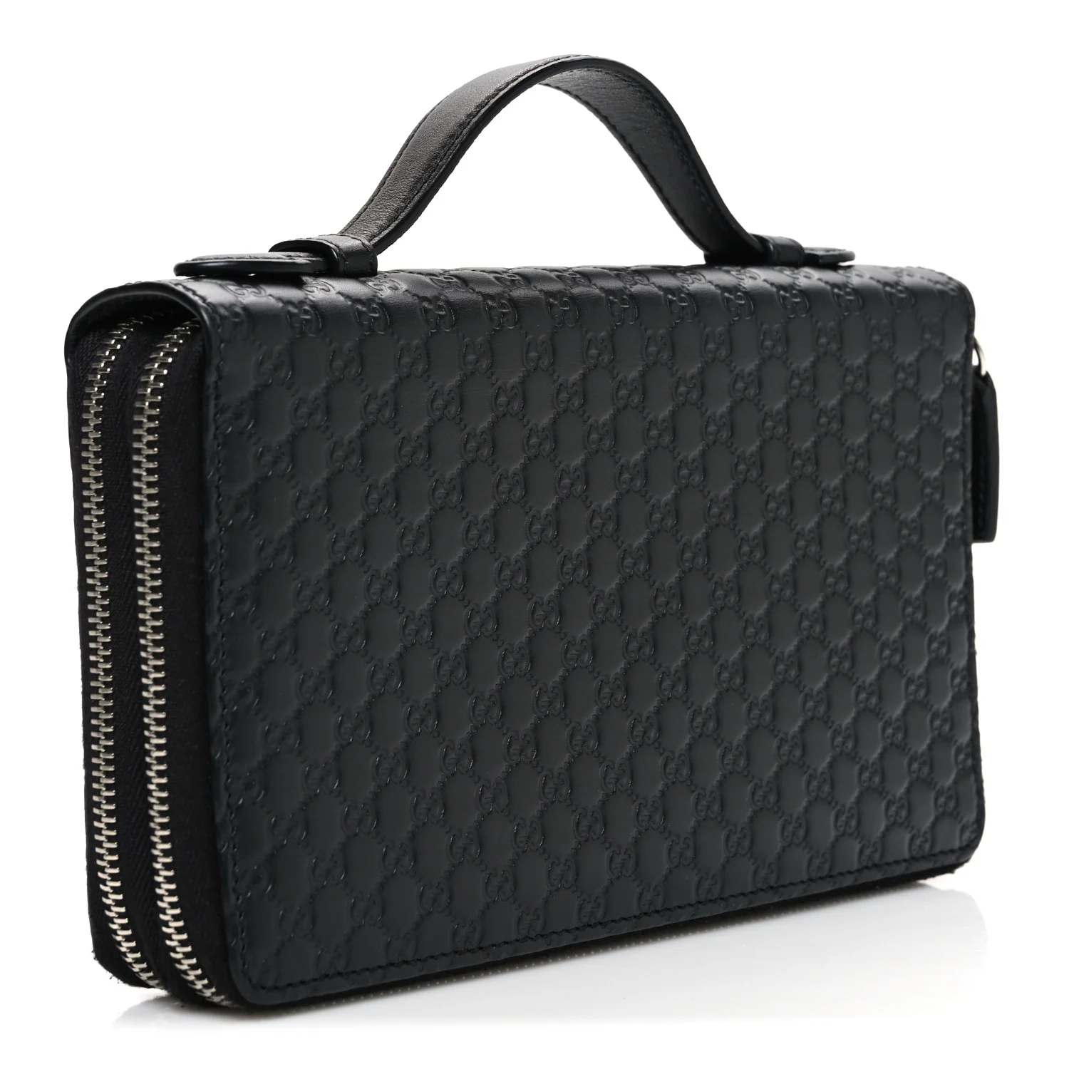 Microguccissima Zip Around Top Handle Travel Wallet Black - Image 3
