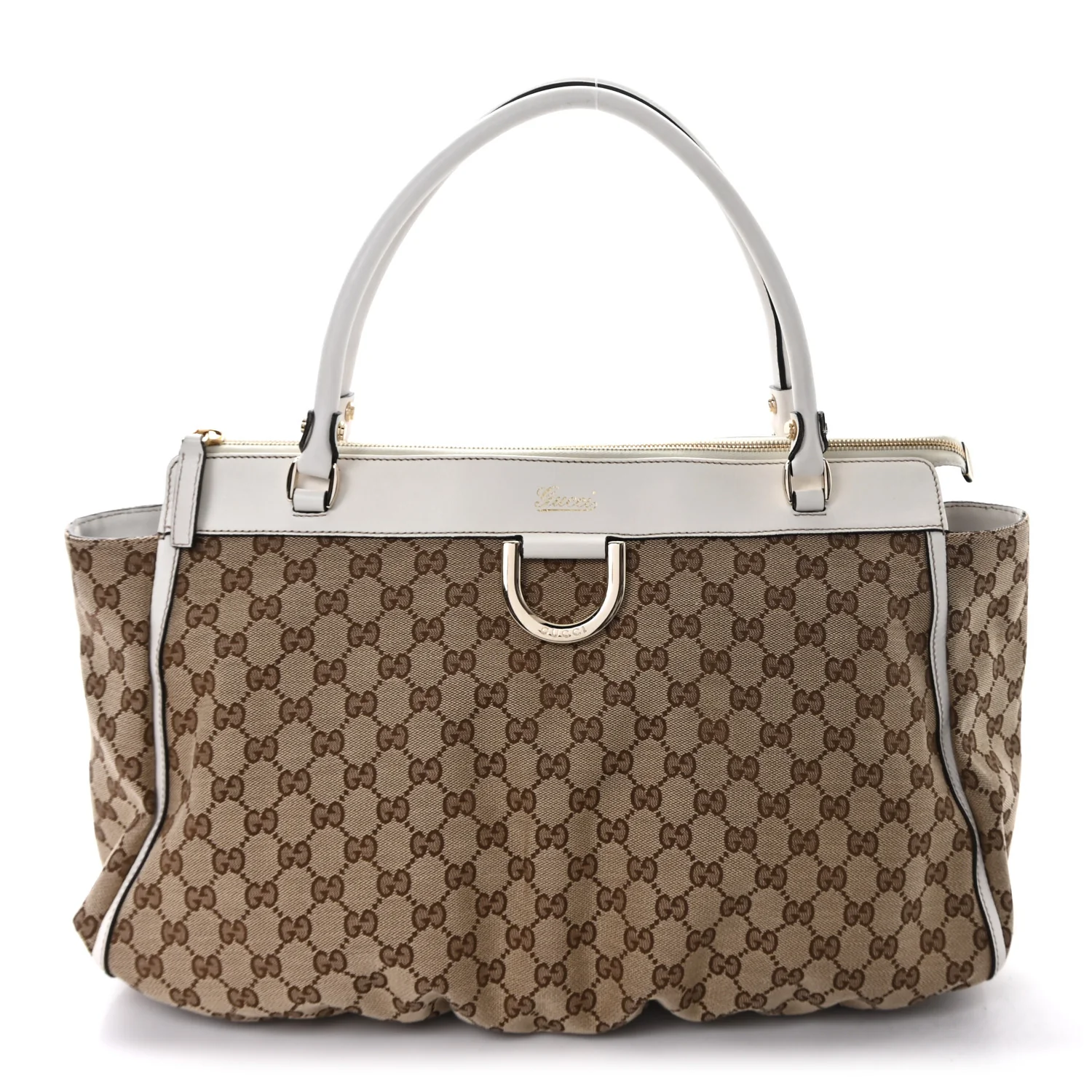 Monogram D Gold Tote  White