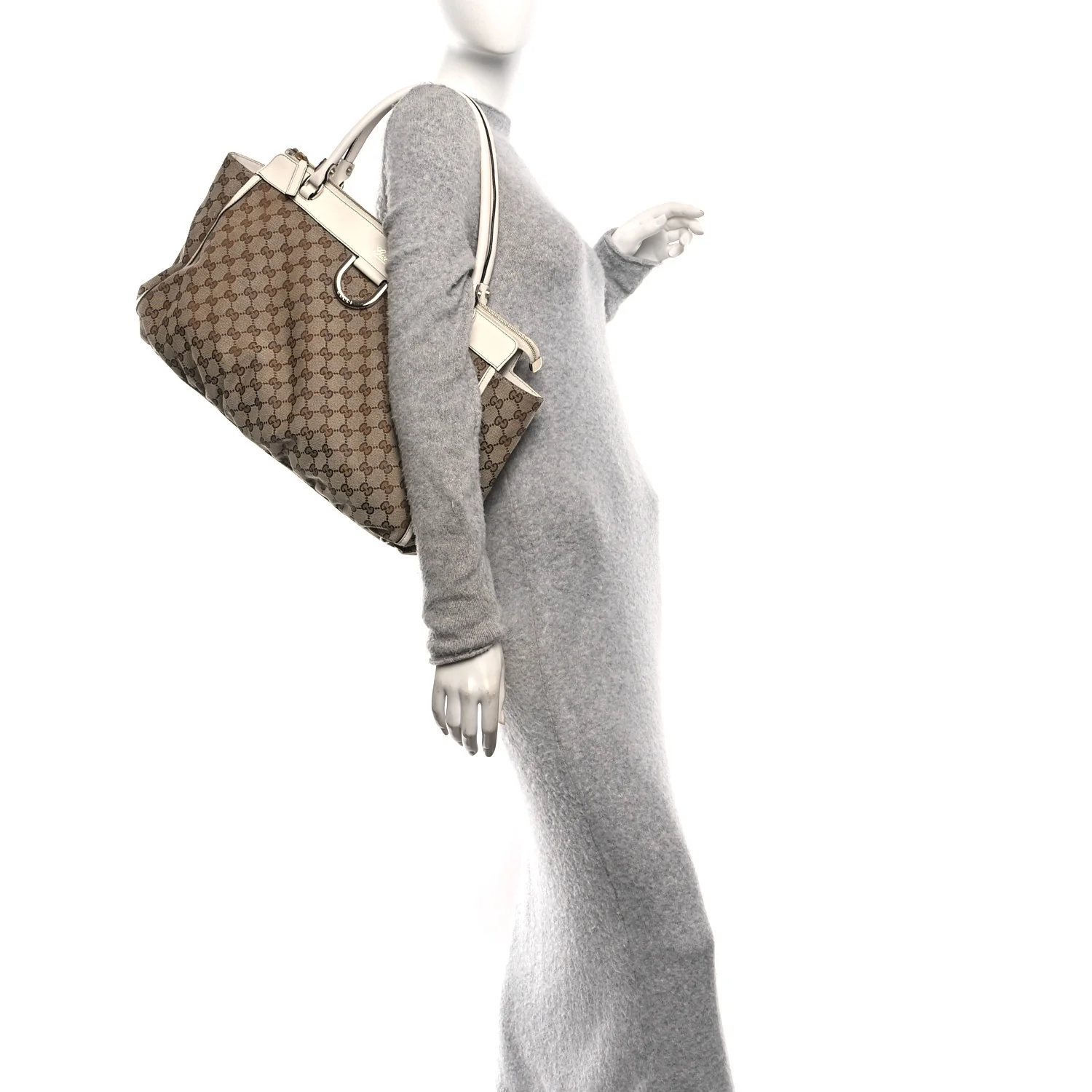 Monogram D Gold Tote  White - Image 2