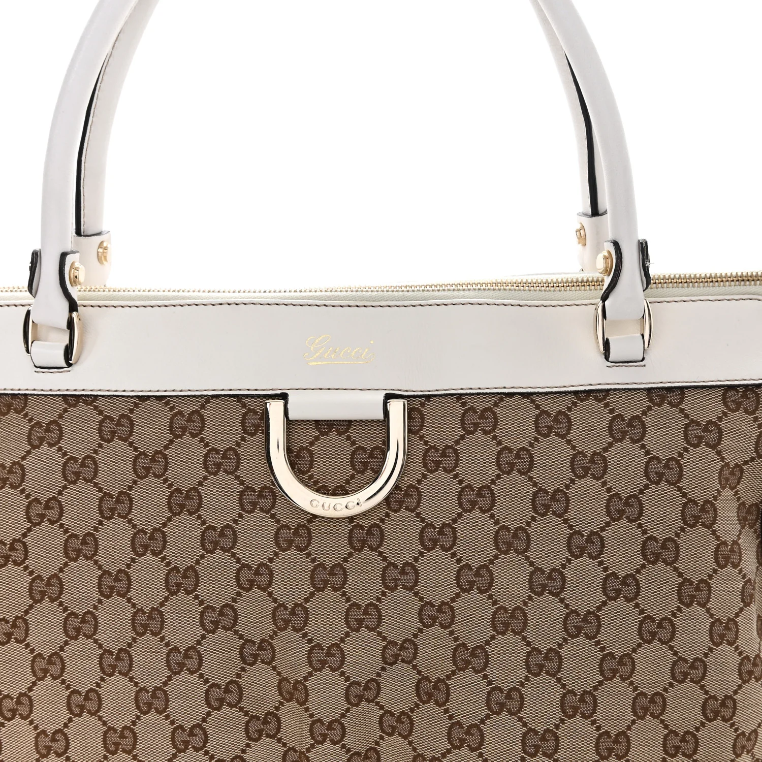 Monogram D Gold Tote  White - Image 8
