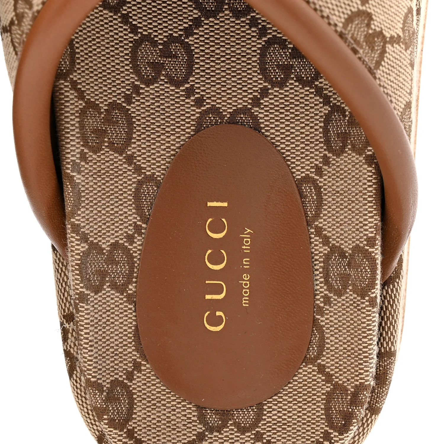 Monogram GG Calfskin Angelina Platform 55mm Slide Sandals 35 Camel Ebony - Image 8