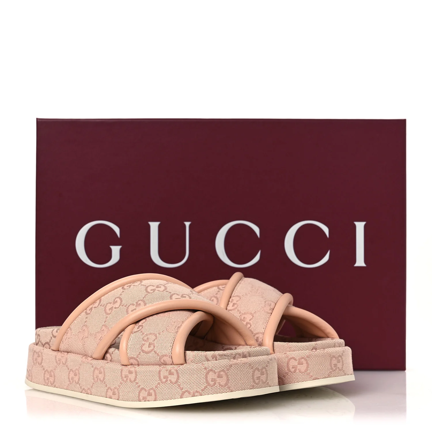 Monogram GG Calfskin Angelina Platform 55mm Slide Sandals 36.5 Light Pink - Image 11