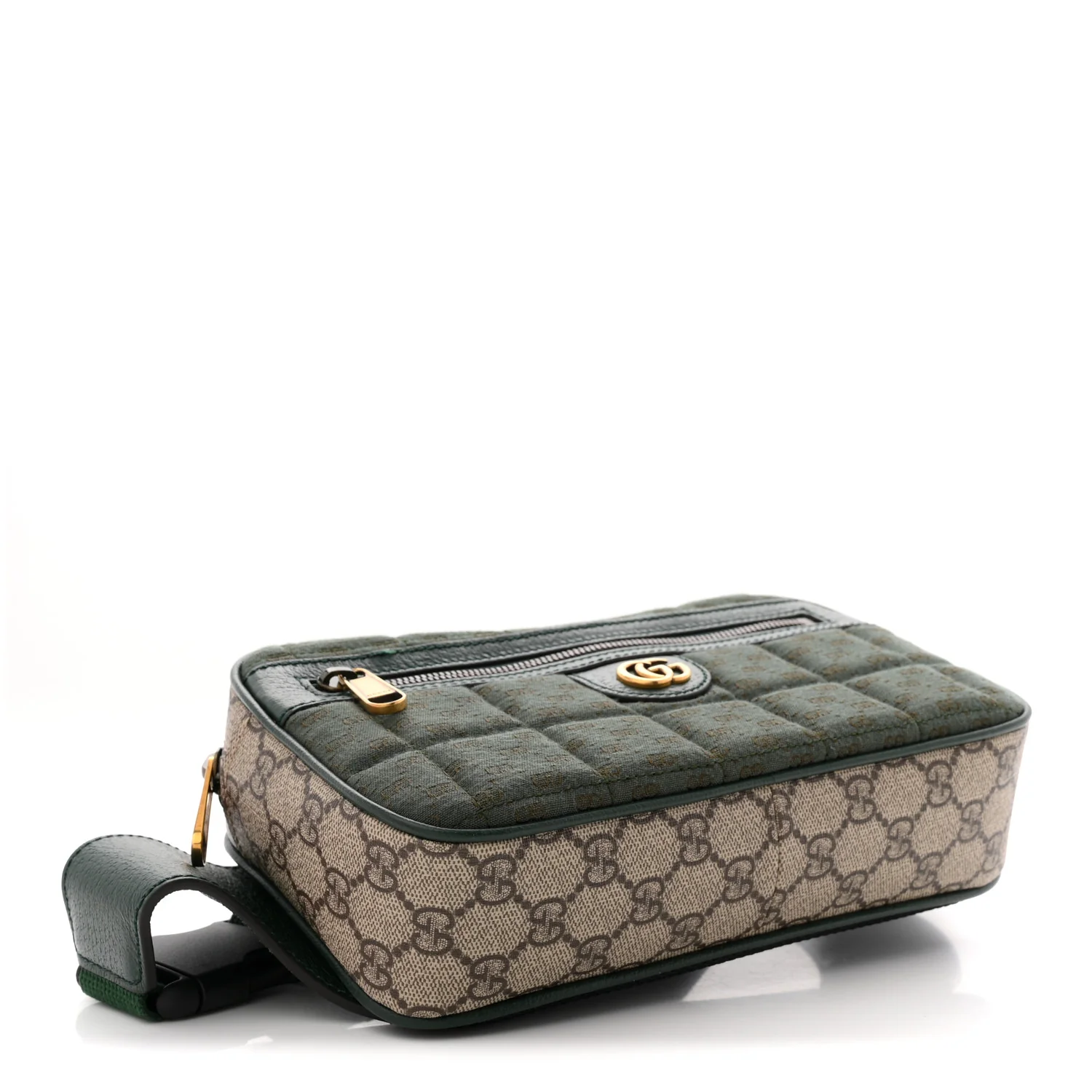Monogram GG Mignon Textured Dollar Calfskin GG Supreme Monogram Quilted Mini GG Belt Bag Green Beige Ebony - Image 4