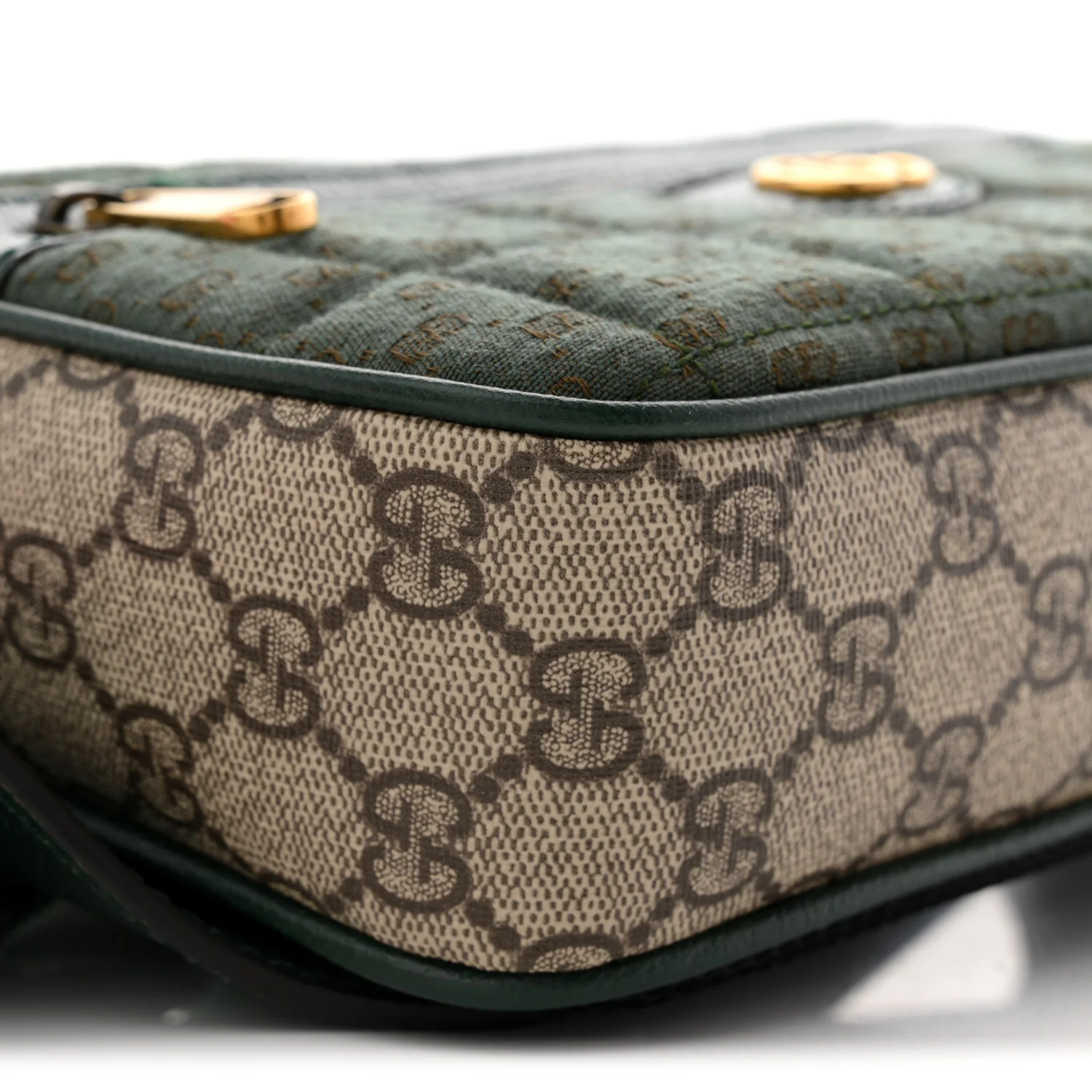 Monogram GG Mignon Textured Dollar Calfskin GG Supreme Monogram Quilted Mini GG Belt Bag Green Beige Ebony - Image 9