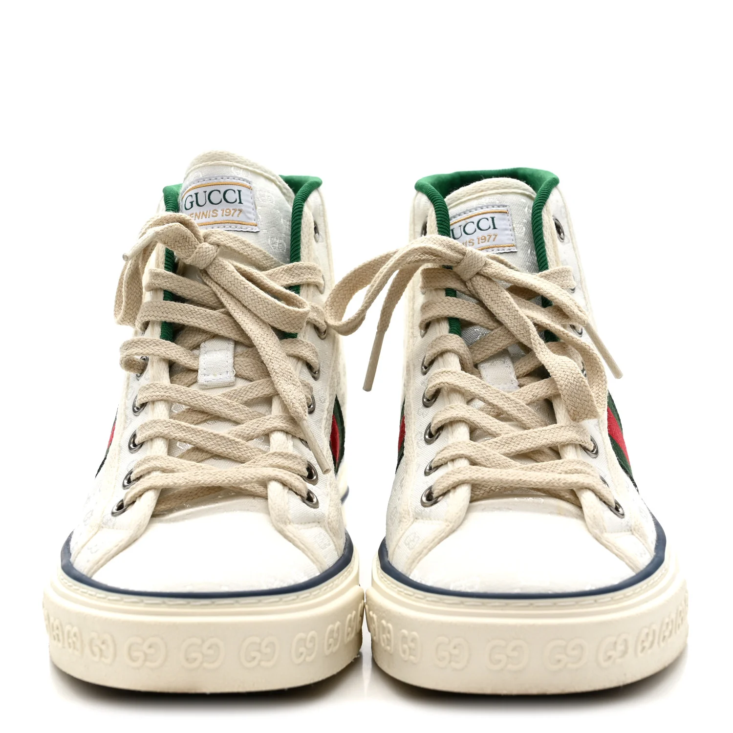 Monogram GG Mignon Web Womens 1977 Tennis High Top Sneakers 37 White - Image 3