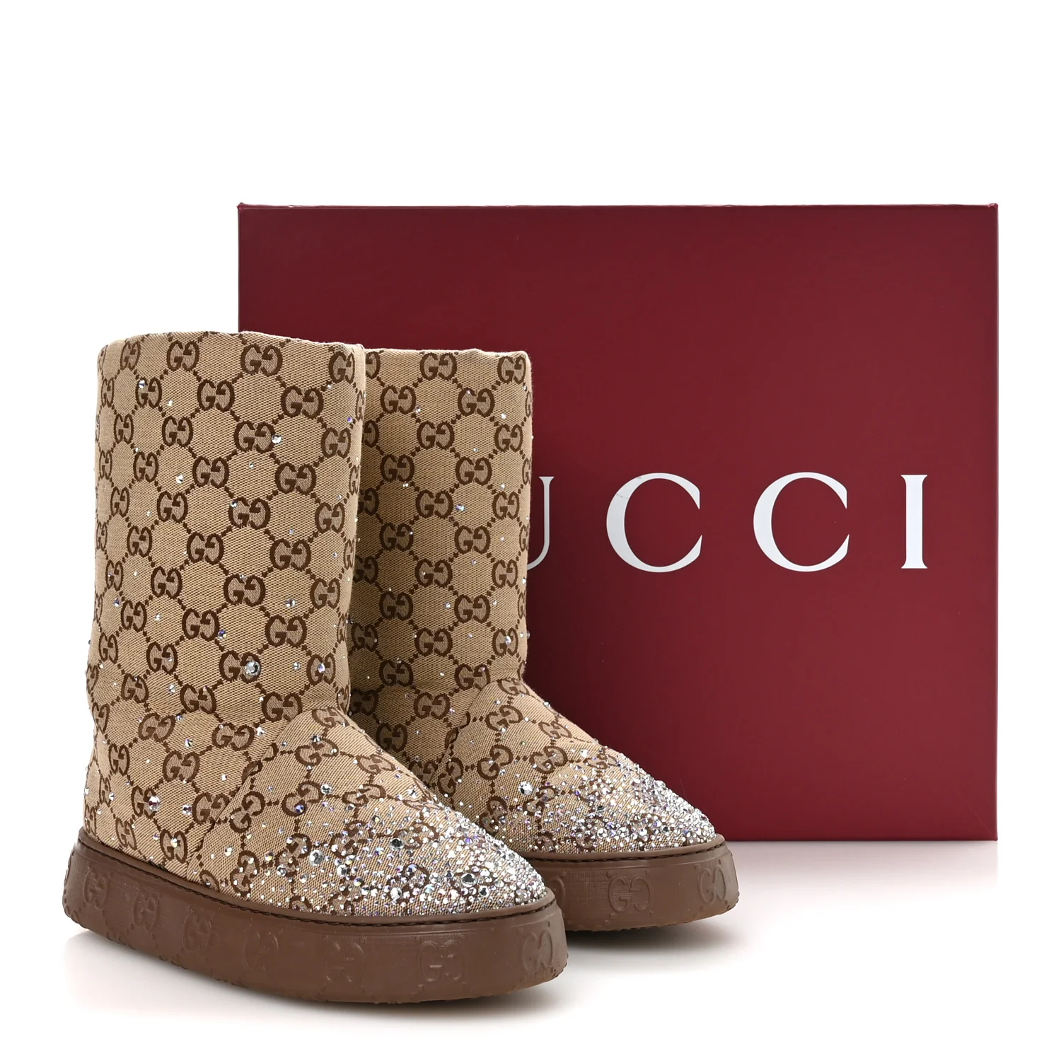 Monogram GG Strass Thermal Bootie 37 Camel Ebony - Image 9