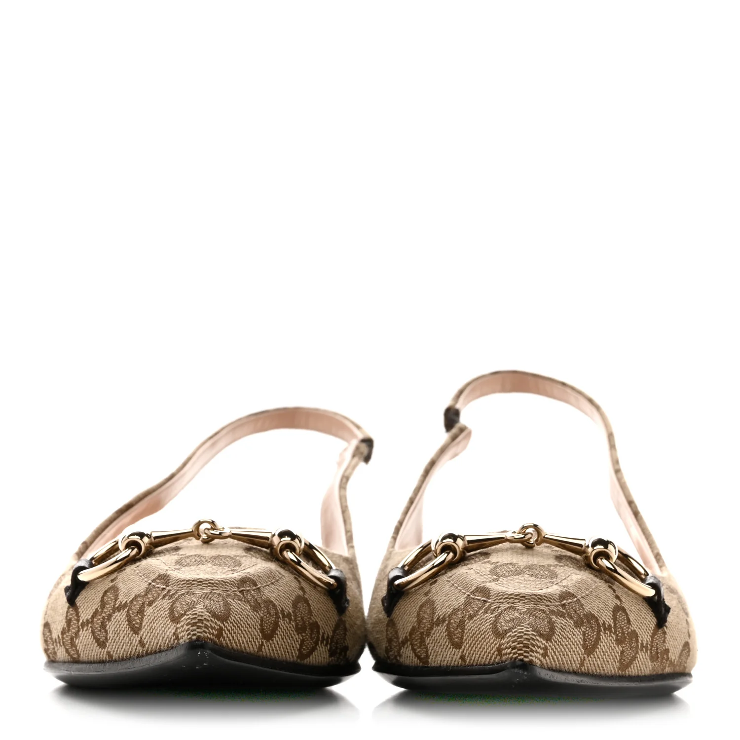 Monogram Horsebit Womens Slingback Ballet Flat 38 Beige Ebony Cocoa - Image 3