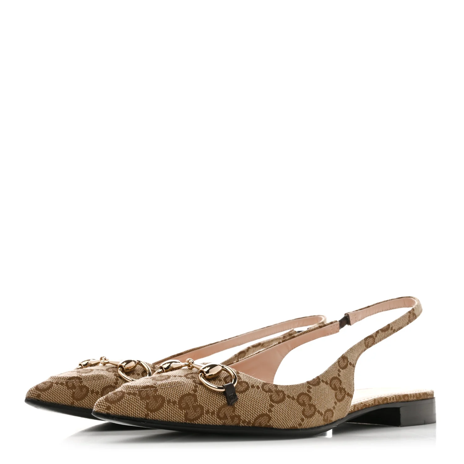 Monogram Horsebit Womens Slingback Ballet Flat 38 Beige Ebony Cocoa - Image 4