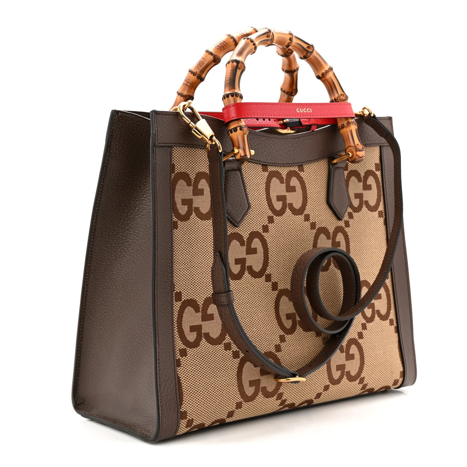 Monogram Jumbo GG Textured Dollar Calfskin Medium Diana Tote Bag Camel Ebony New Acero Pomegranate Red - Image 3