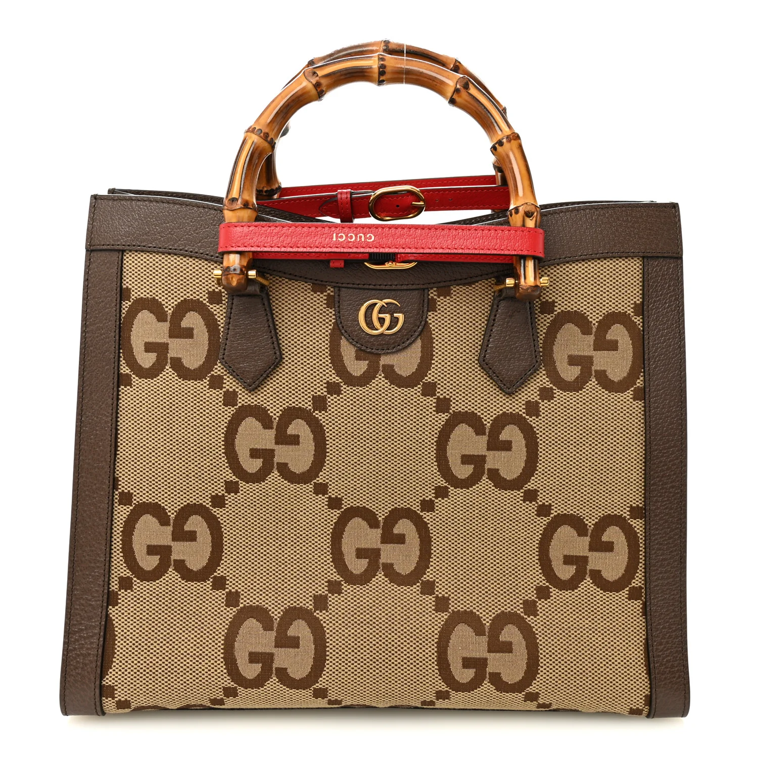Monogram Jumbo GG Textured Dollar Calfskin Medium Diana Tote Bag Camel Ebony New Acero Pomegranate Red