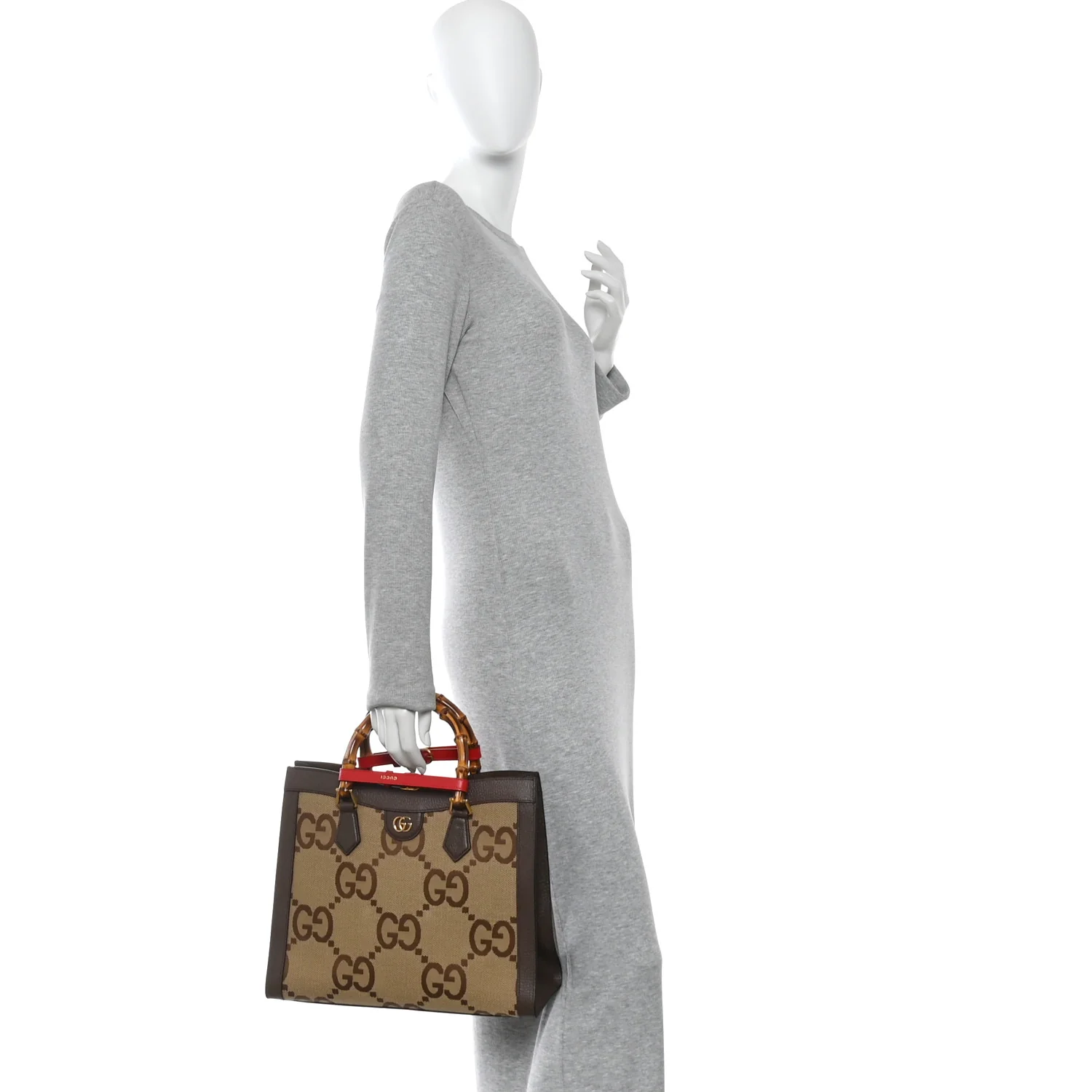 Monogram Jumbo GG Textured Dollar Calfskin Medium Diana Tote Bag Camel Ebony New Acero Pomegranate Red - Image 2