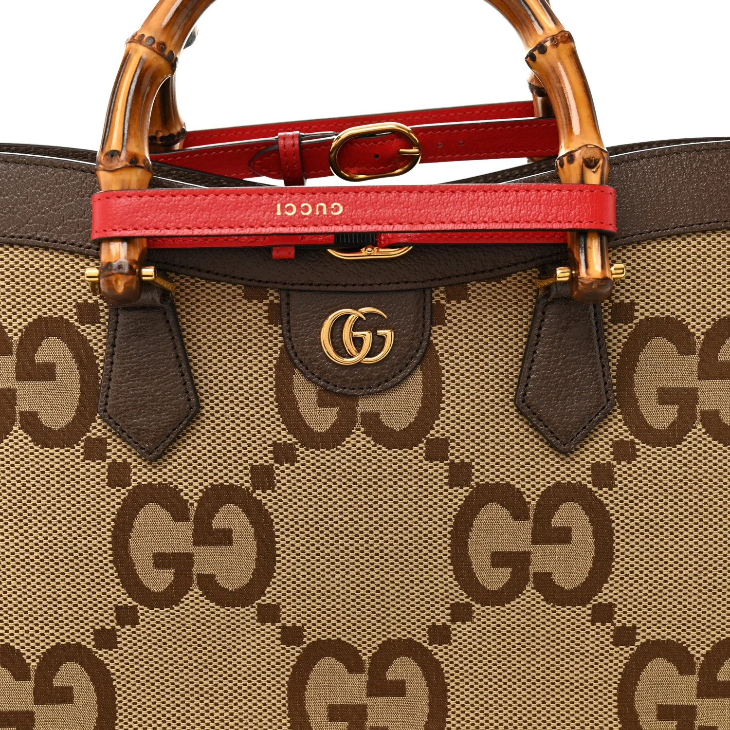 Monogram Jumbo GG Textured Dollar Calfskin Medium Diana Tote Bag Camel Ebony New Acero Pomegranate Red - Image 7