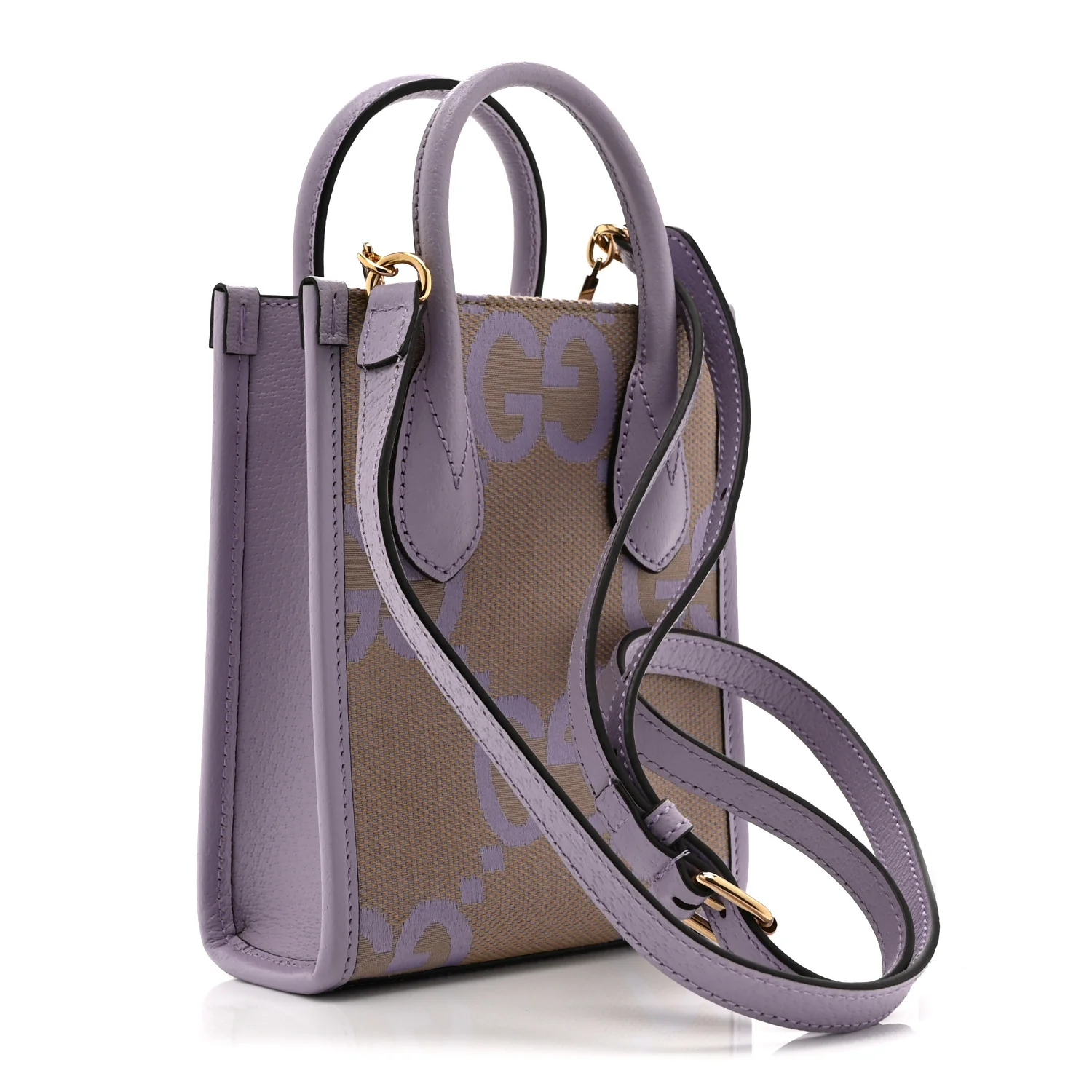 Monogram Jumbo GG Textured Dollar Calfskin Mini Tote Bag Beige Lapis - Image 3