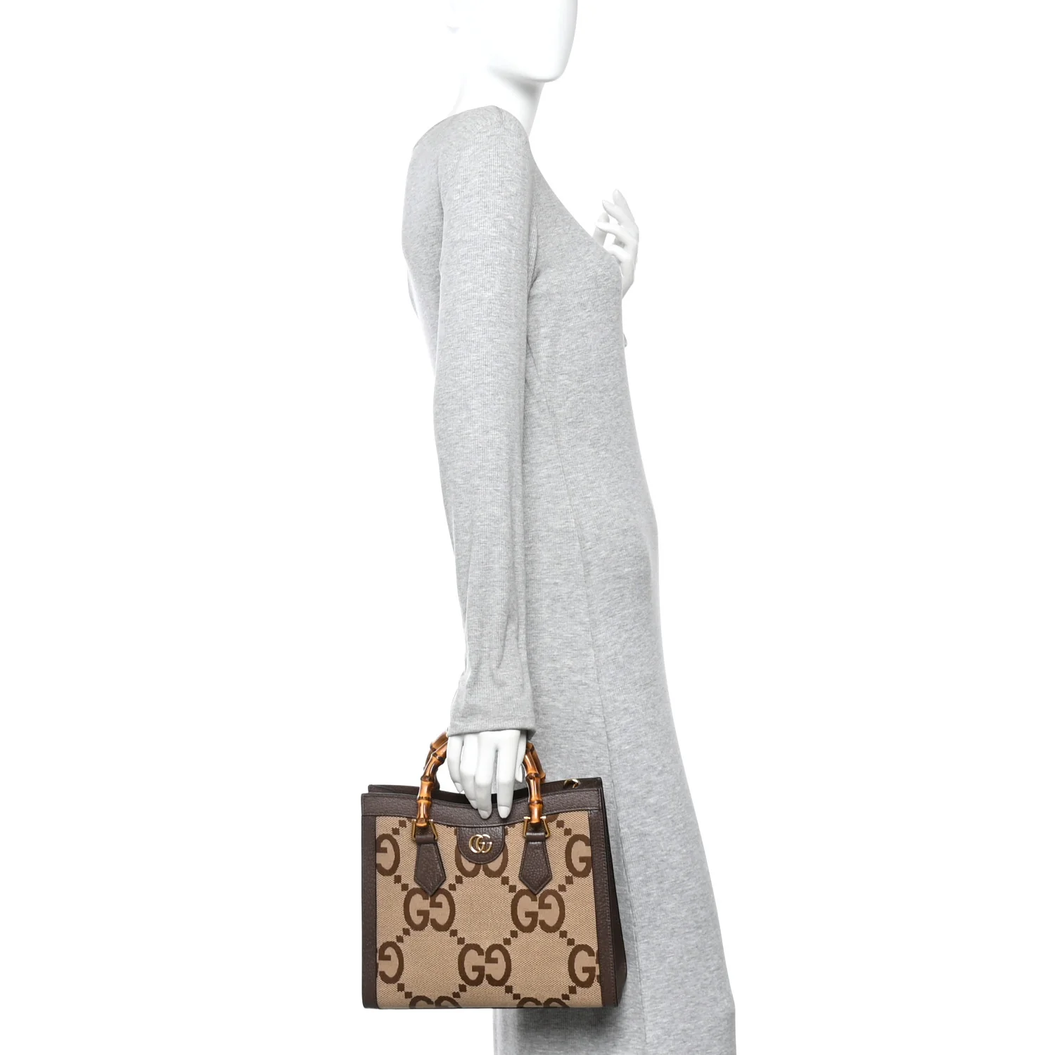 Monogram Jumbo GG Textured Dollar Calfskin Small Diana Tote Bag Camel Ebony New Acero Pomegranate Red - Image 2
