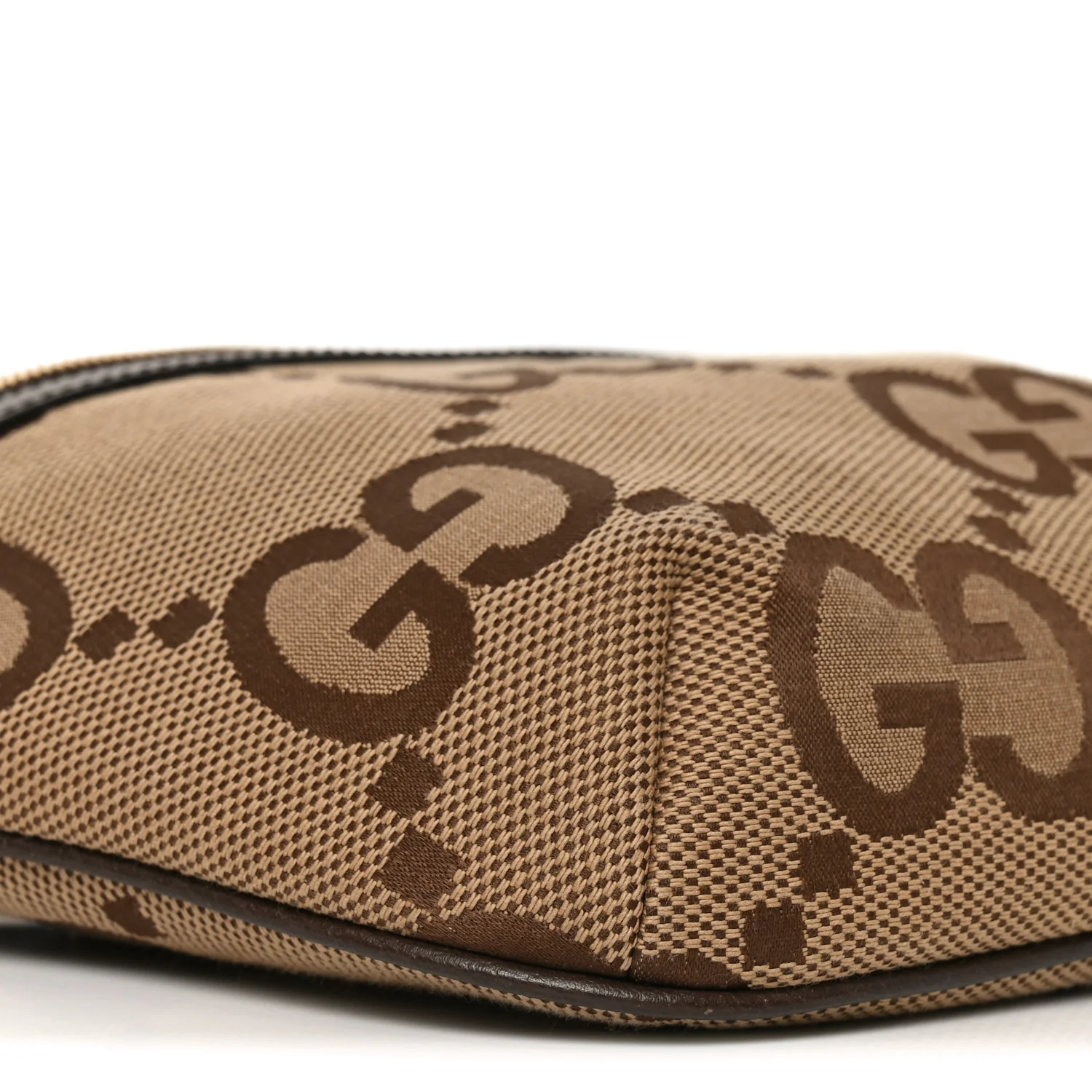Monogram Jumbo GG Textured Dollar Calfskin Web Belt Bag Camel Ebony New Acero - Image 9