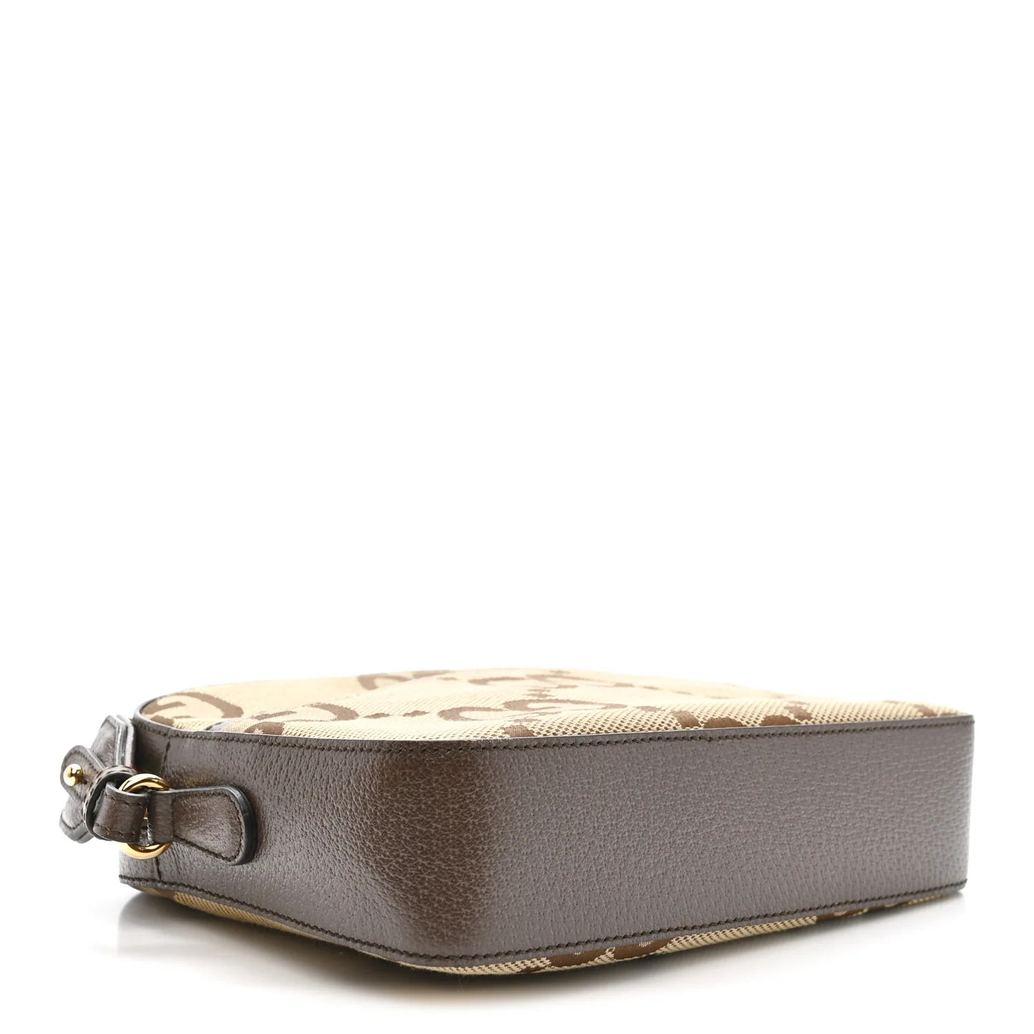 Monogram Jumbo GG Textured Dollar Calfskin Web Messenger Shoulder Bag Camel Ebony New Acero - Image 4