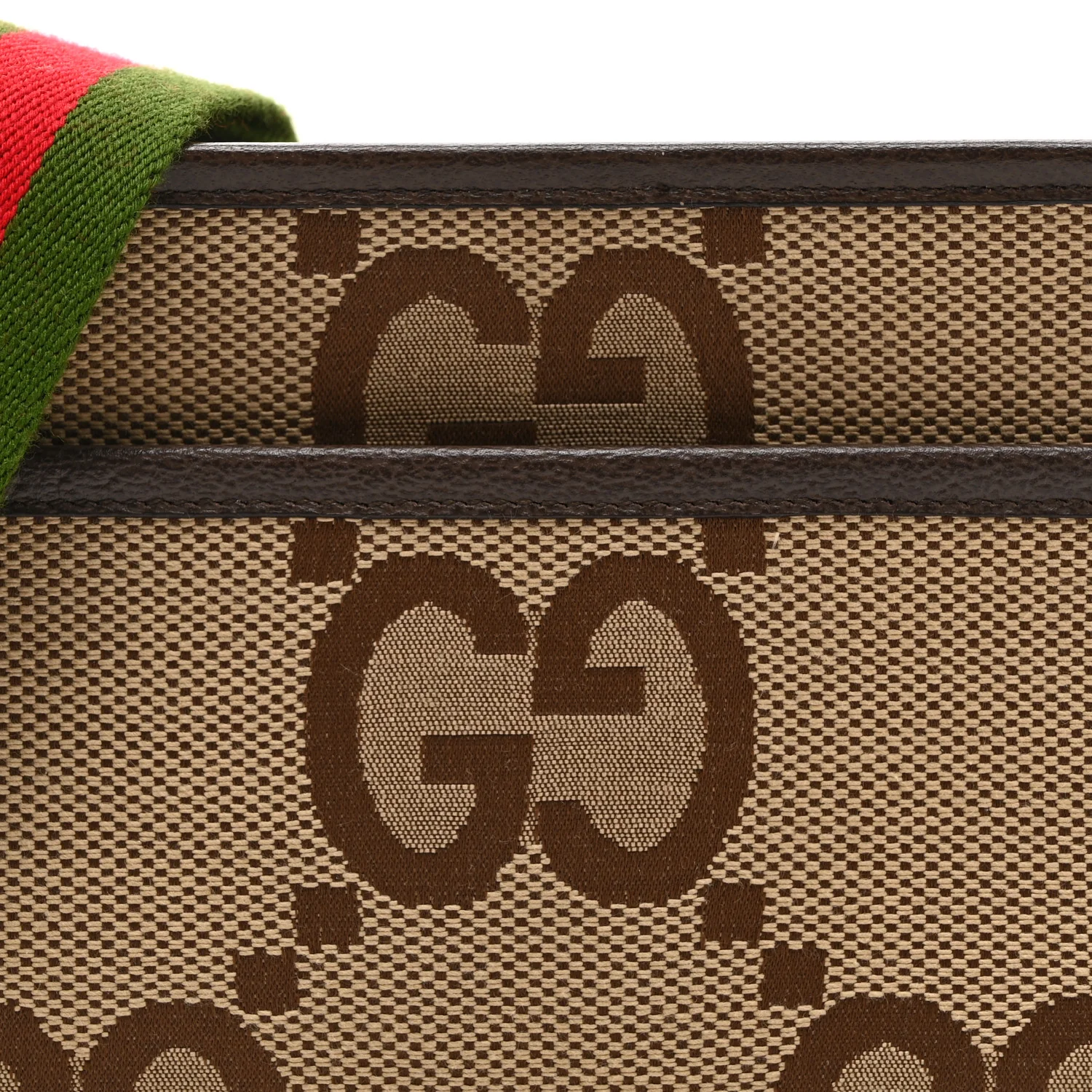 Monogram Jumbo GG Textured Dollar Calfskin Web Mini Crossbody Bag Camel Ebony New Acero - Image 8