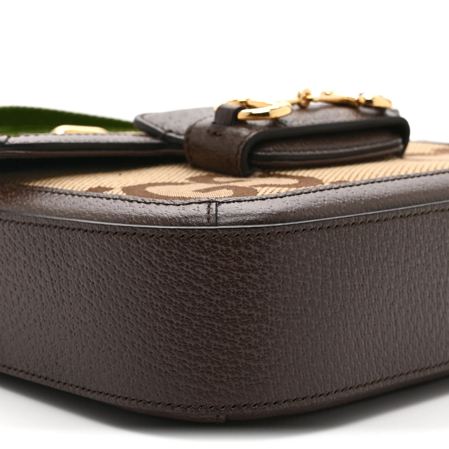 Monogram Jumbo GG Textured Dollar Calfskin Web Mini Horsebit 1955 Shoulder Bag Camel Ebony New Acero - Image 10