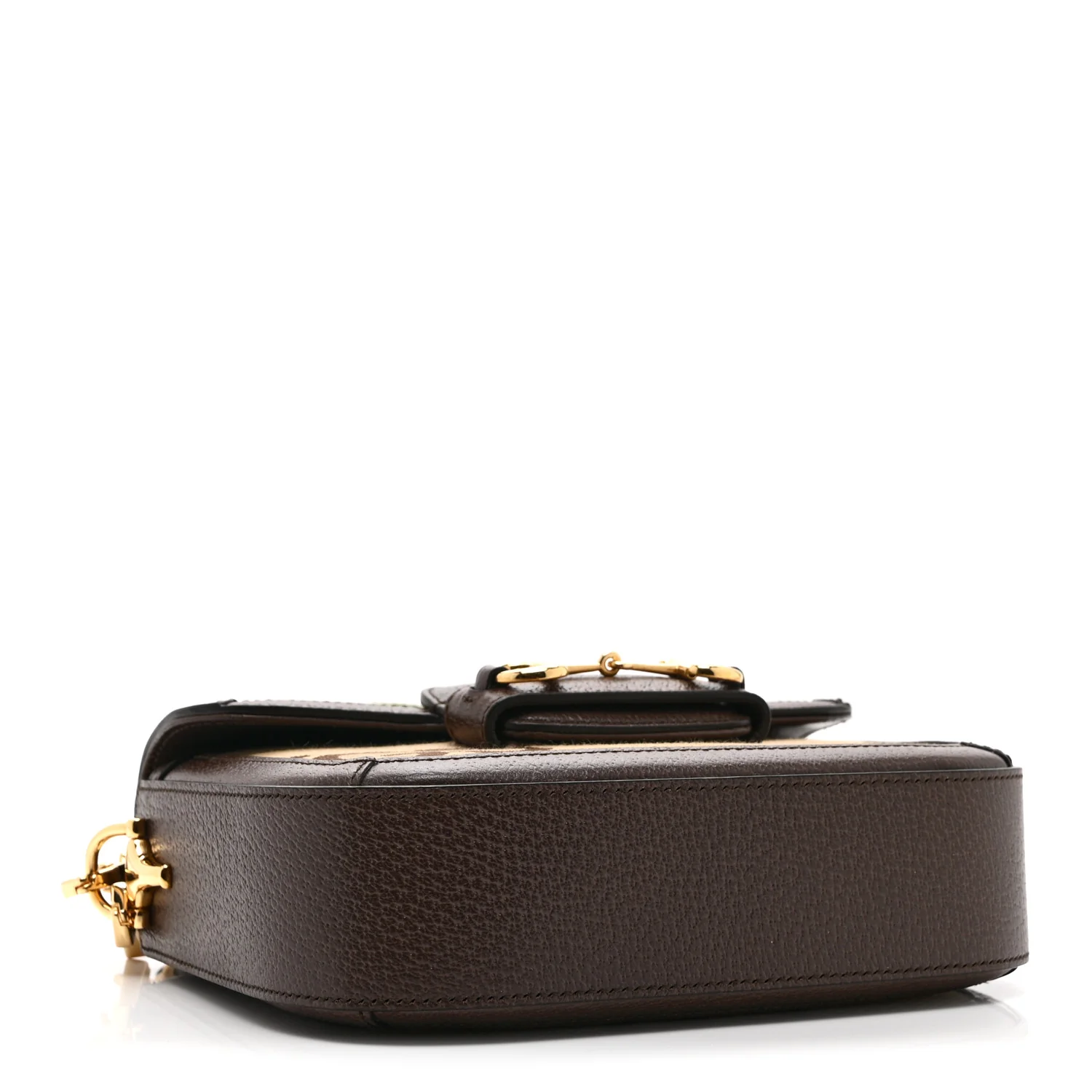 Monogram Jumbo GG Textured Dollar Calfskin Web Mini Horsebit 1955 Shoulder Bag Camel Ebony New Acero - Image 4
